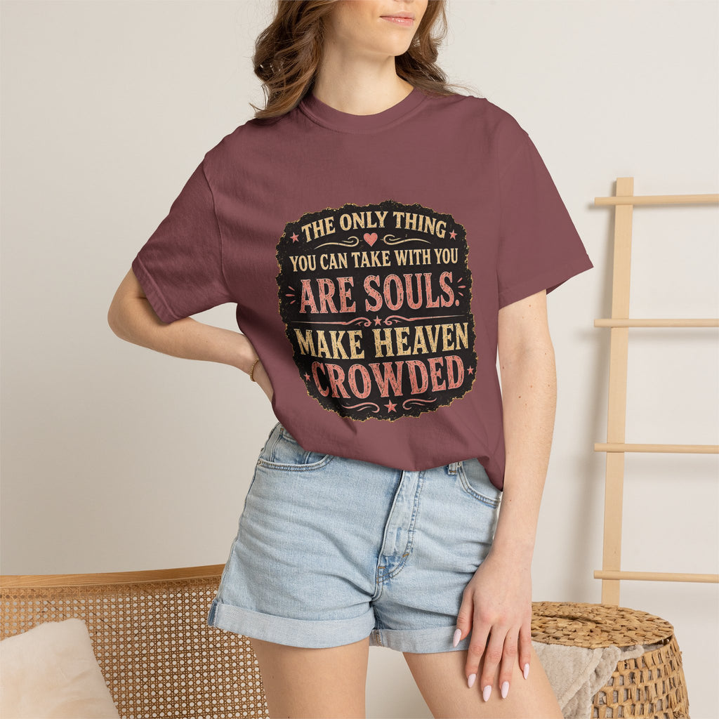 Chick-Shirts — “Make Heaven Crowded” Cross and Dove Inspirational Tee