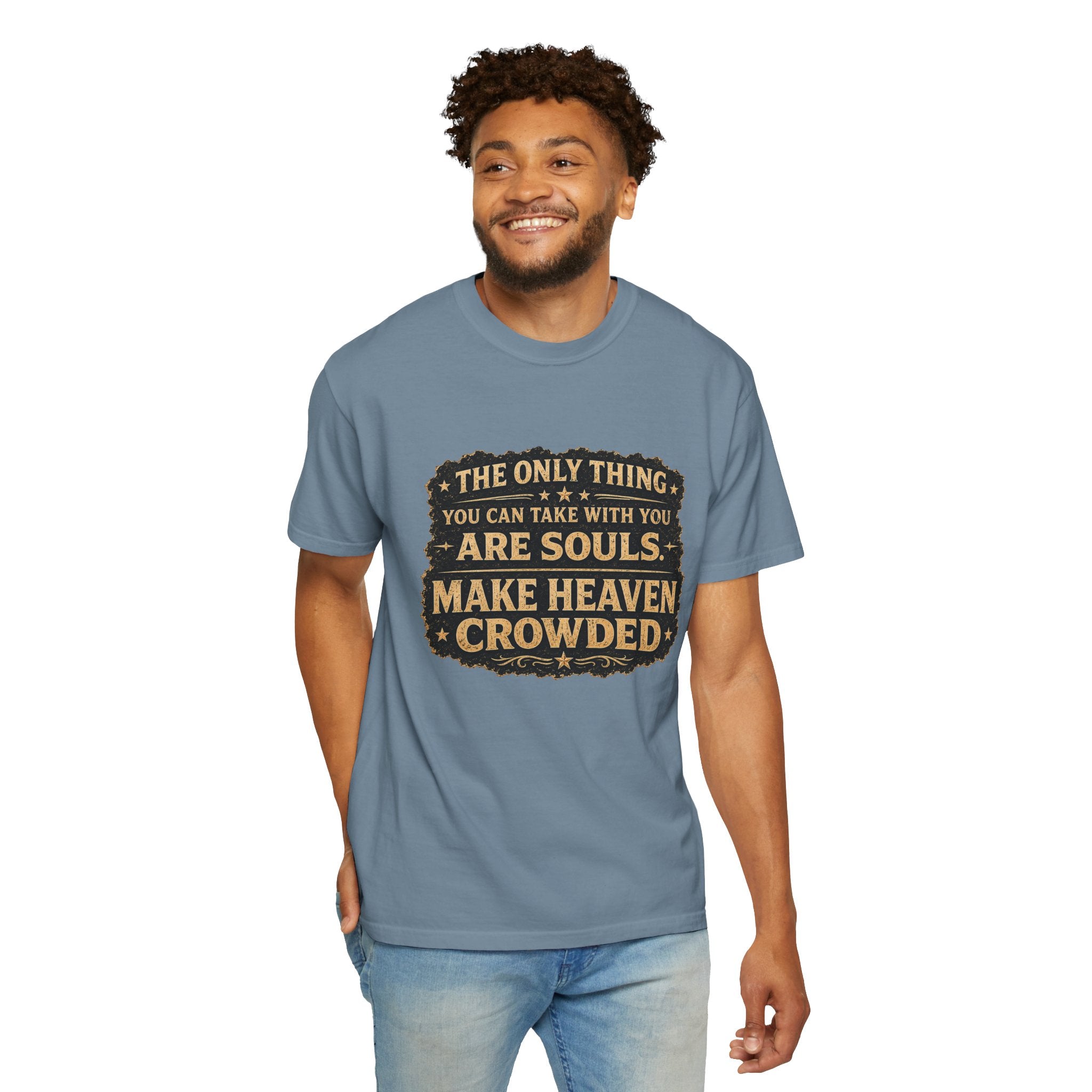 Dude-Shirts — “Make Heaven Crowded” Cross & Dove Inspirational Tee