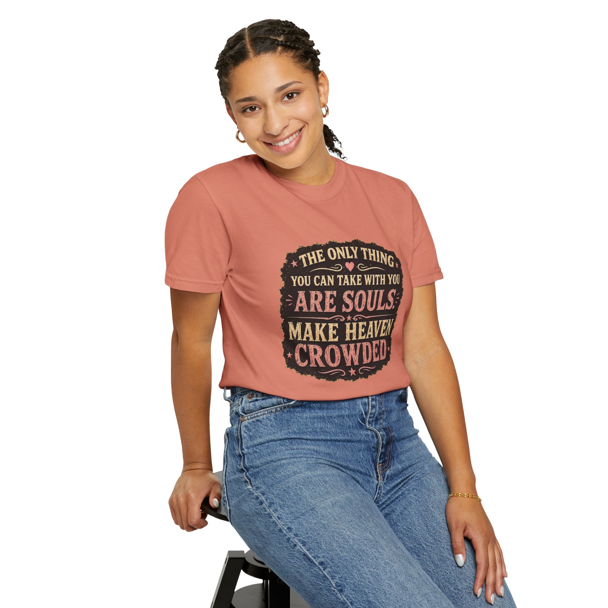 Chick-Shirts — “Make Heaven Crowded” Cross and Dove Inspirational Tee