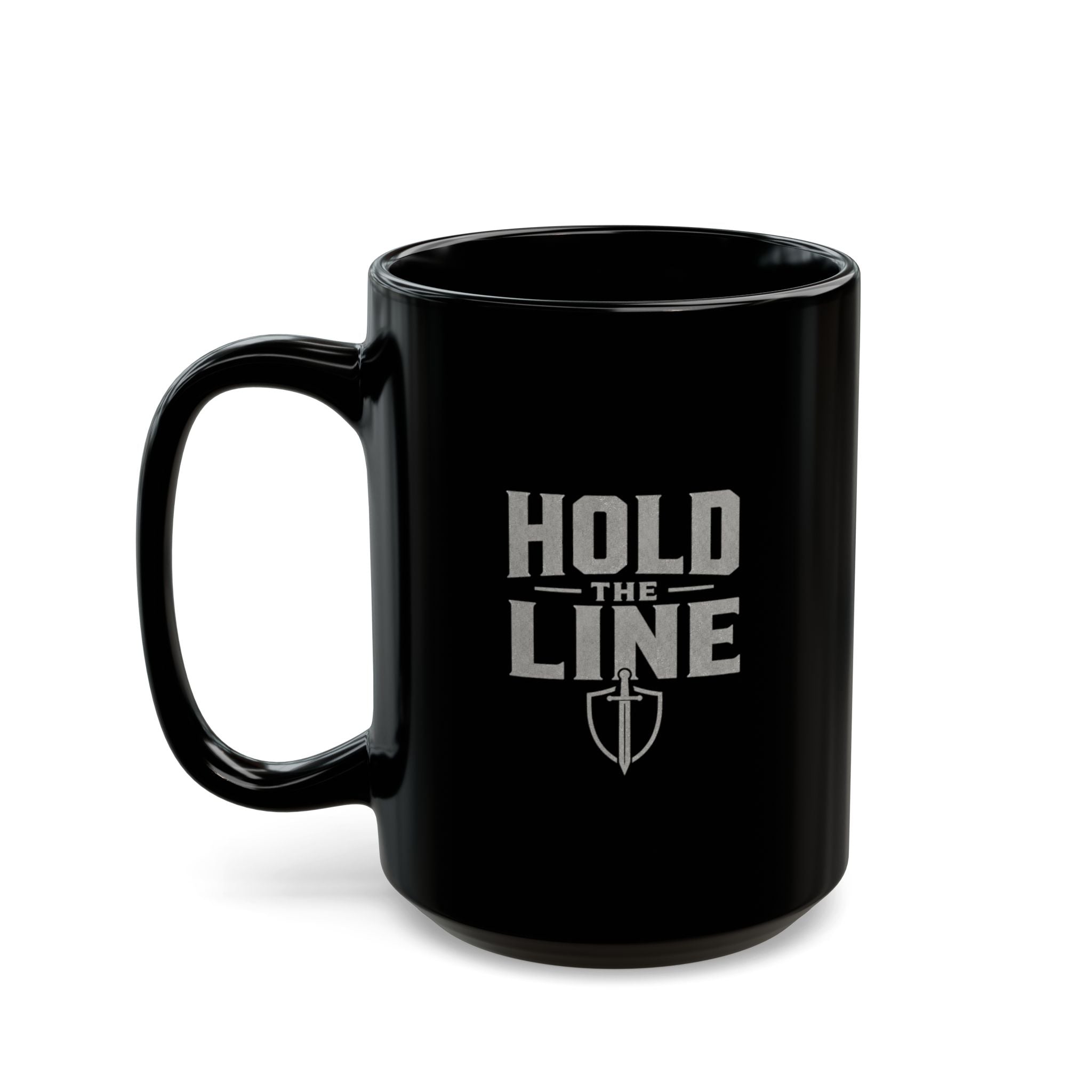 Lil-Mugs ~ HOLD THE LINE Black, Ceramic Mug (11oz or 15oz)