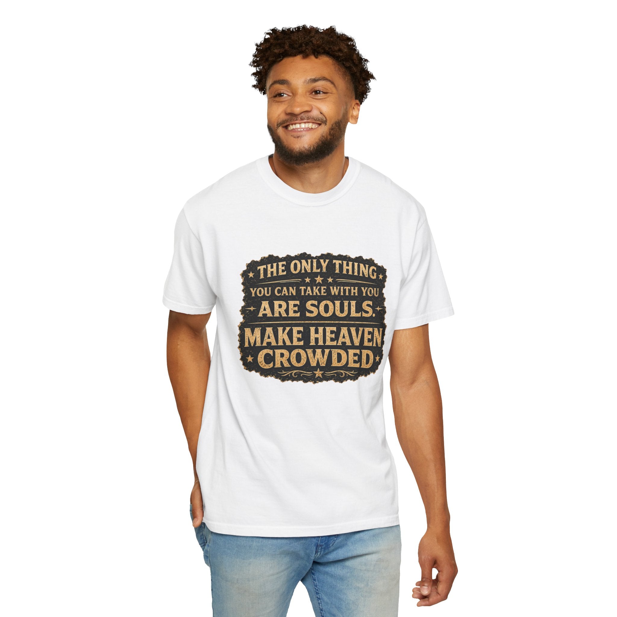 Dude-Shirts — “Make Heaven Crowded” Cross & Dove Inspirational Tee
