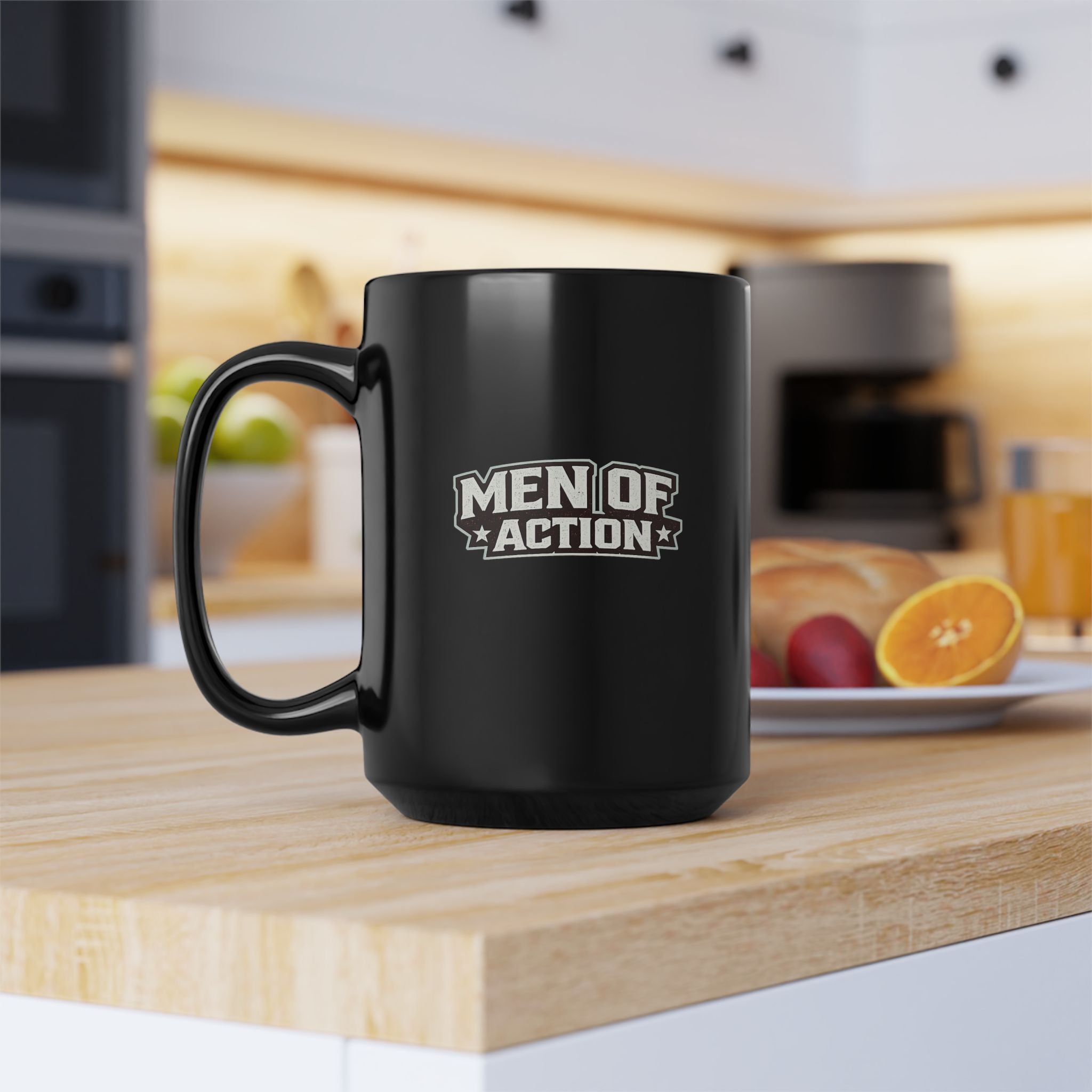Lil-Mugs ~ MEN OF ACTION — Black Ceramic Mug (11oz & 15oz)