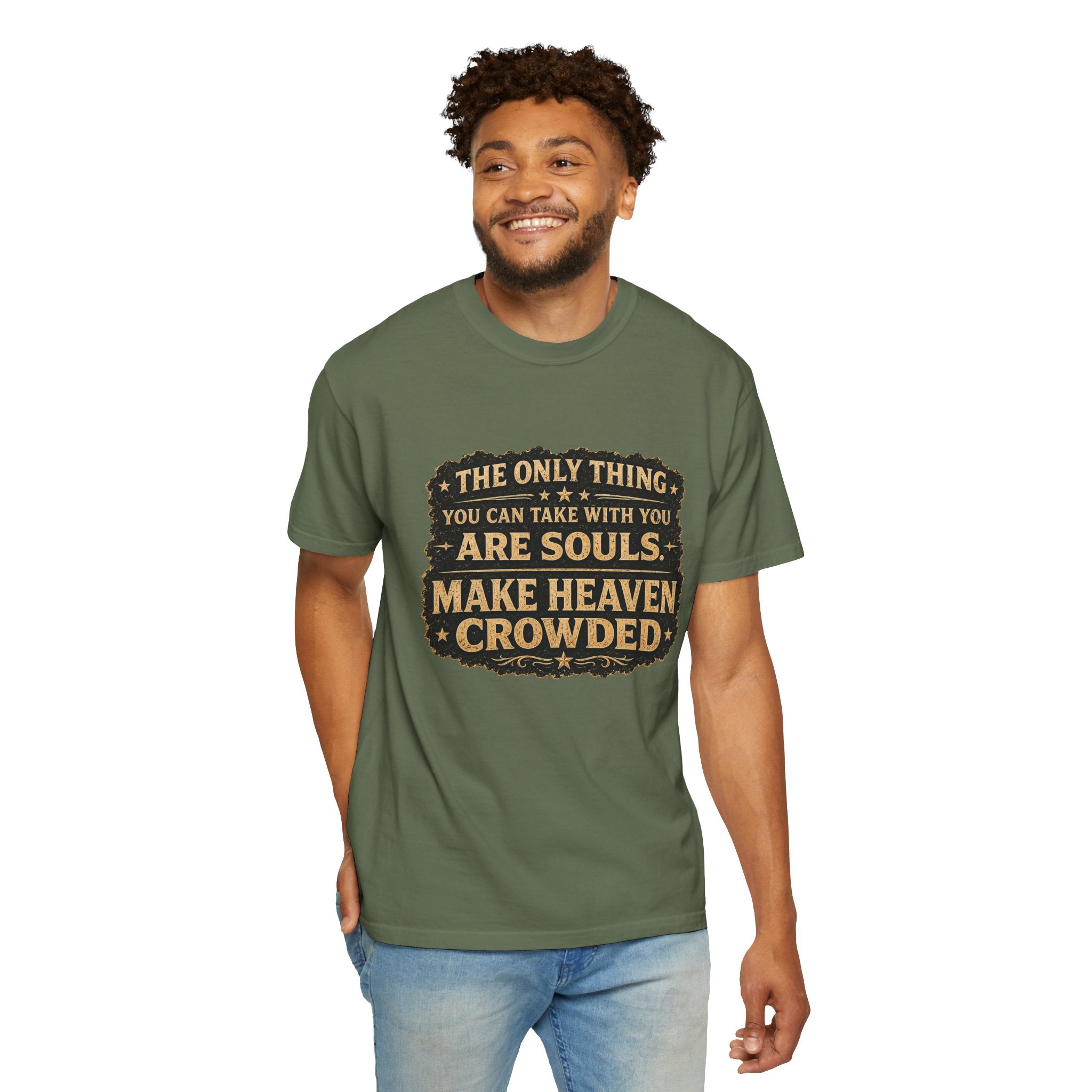 Dude-Shirts — “Make Heaven Crowded” Cross & Dove Inspirational Tee