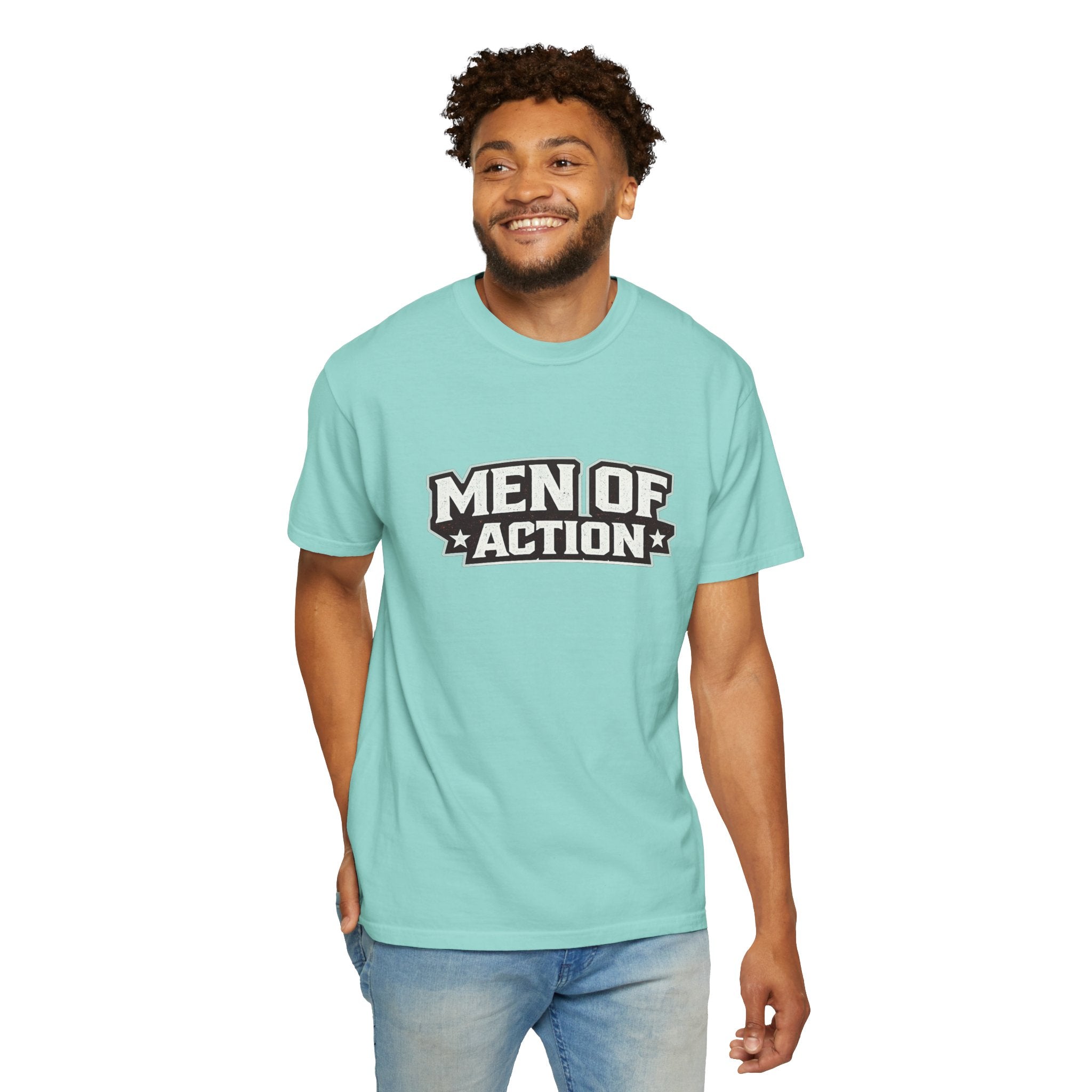 Dude-Shirts ~ Men of Action — Vintage Athletic Logo Tee