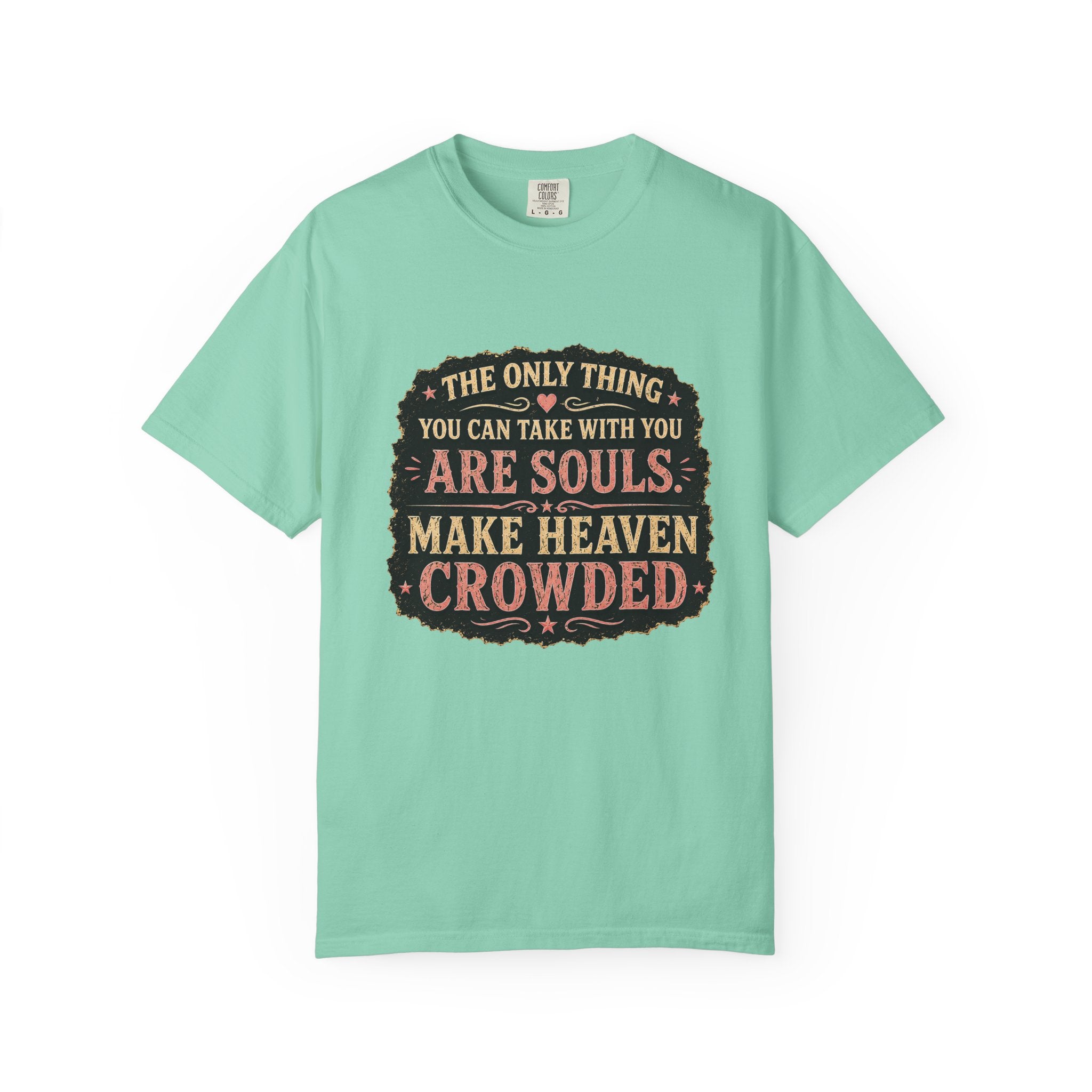 Chick-Shirts — “Make Heaven Crowded” Cross and Dove Inspirational Tee