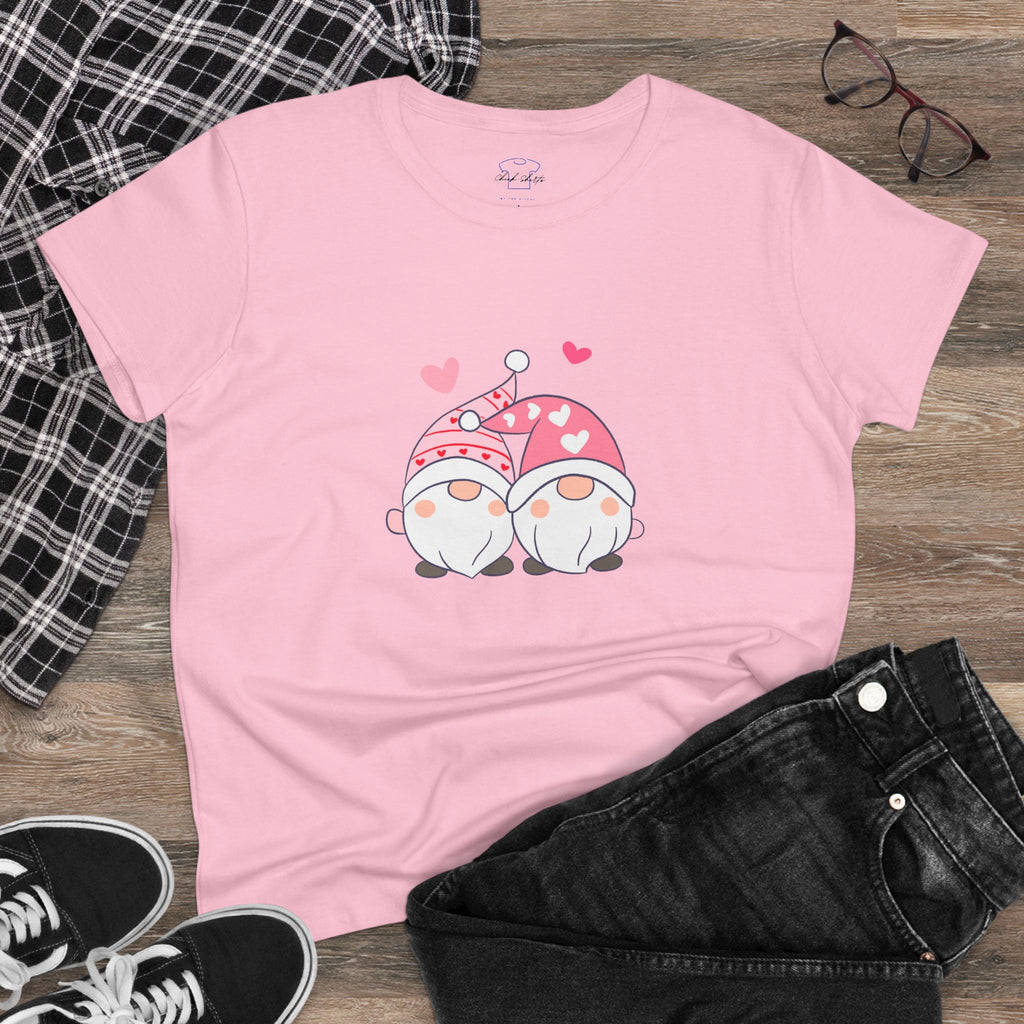 Gnome Couple Love ~ Women's Midweight Cotton Tee