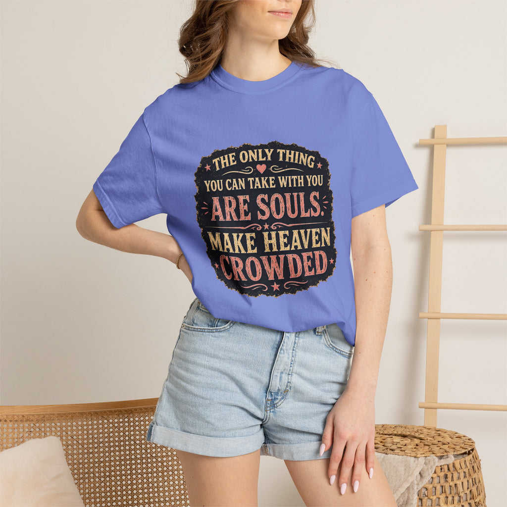 Chick-Shirts — “Make Heaven Crowded” Cross and Dove Inspirational Tee