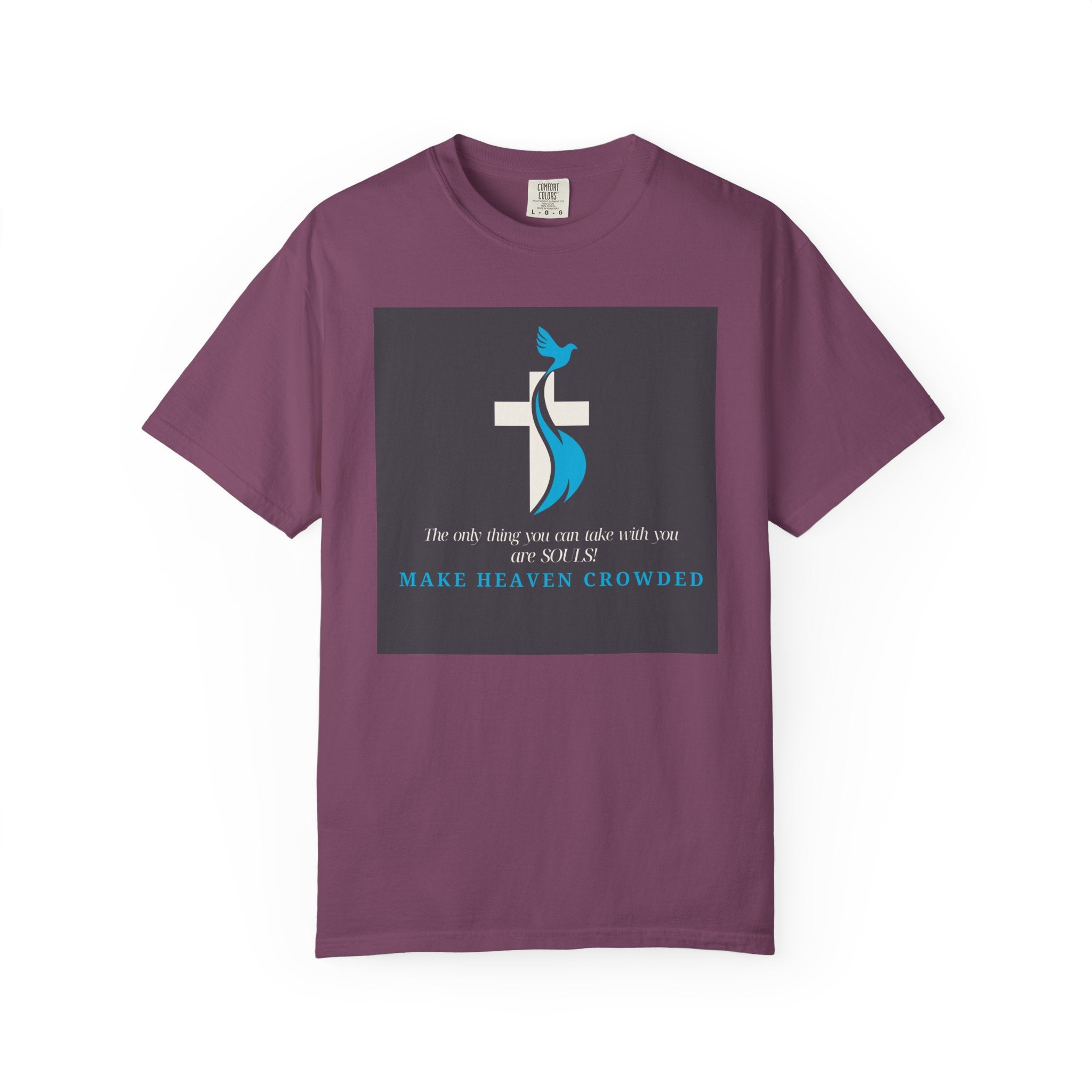 Dude-Shirts — “Make Heaven Crowded” Cross & Dove Inspirational Tee
