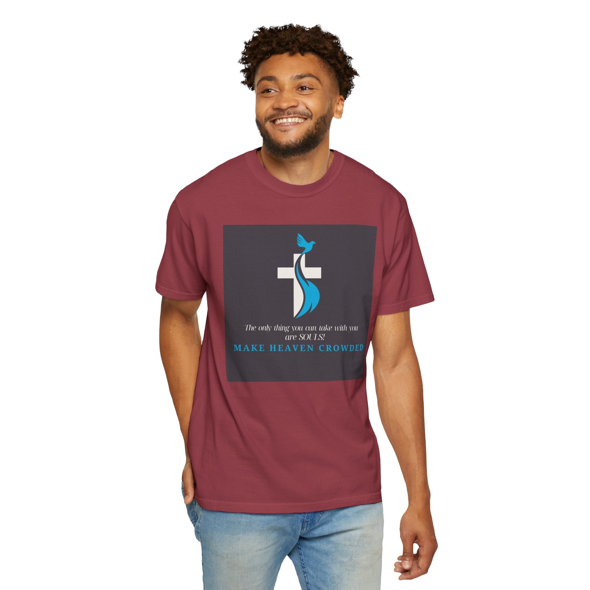 Dude-Shirts — “Make Heaven Crowded” Cross & Dove Inspirational Tee