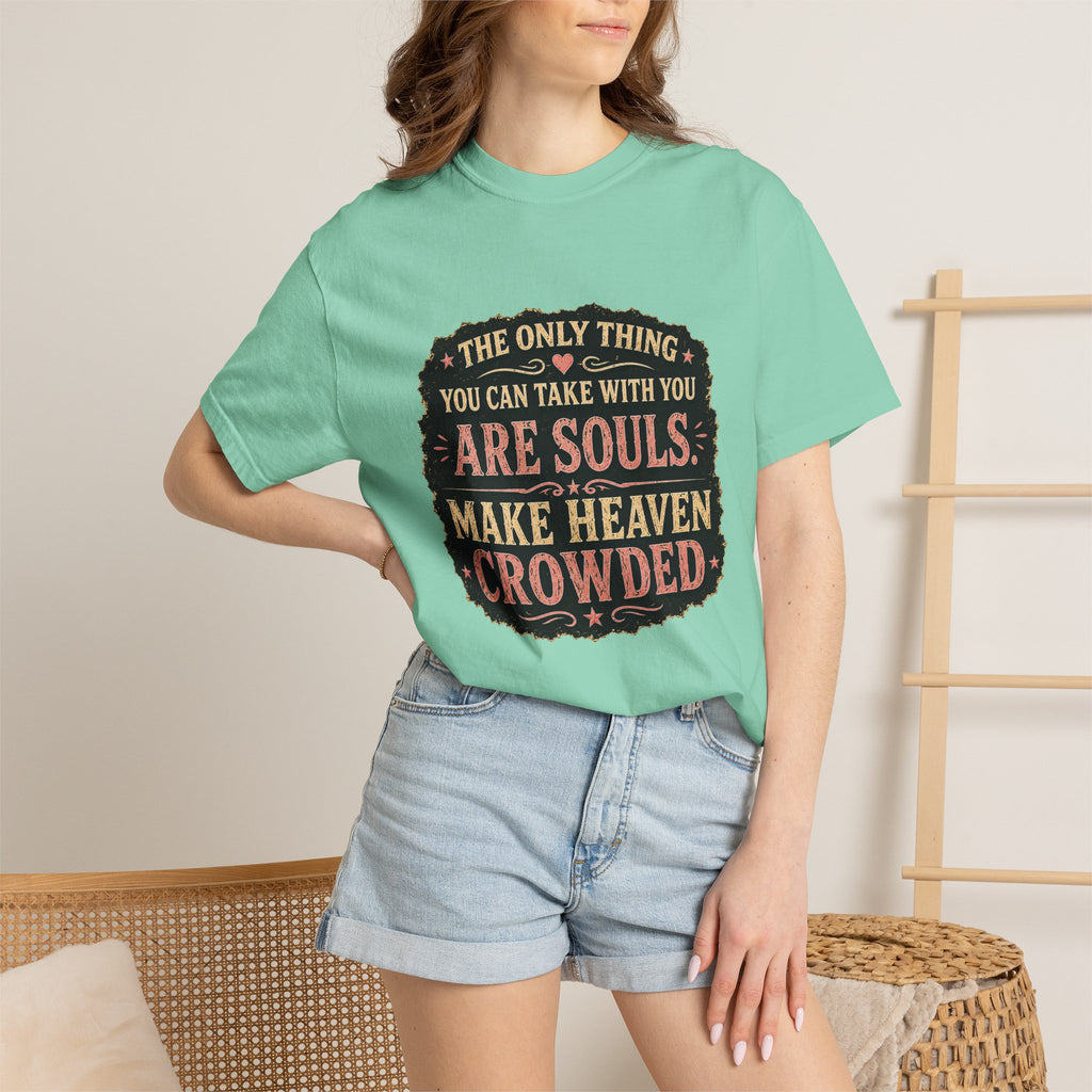 Chick-Shirts — “Make Heaven Crowded” Cross and Dove Inspirational Tee