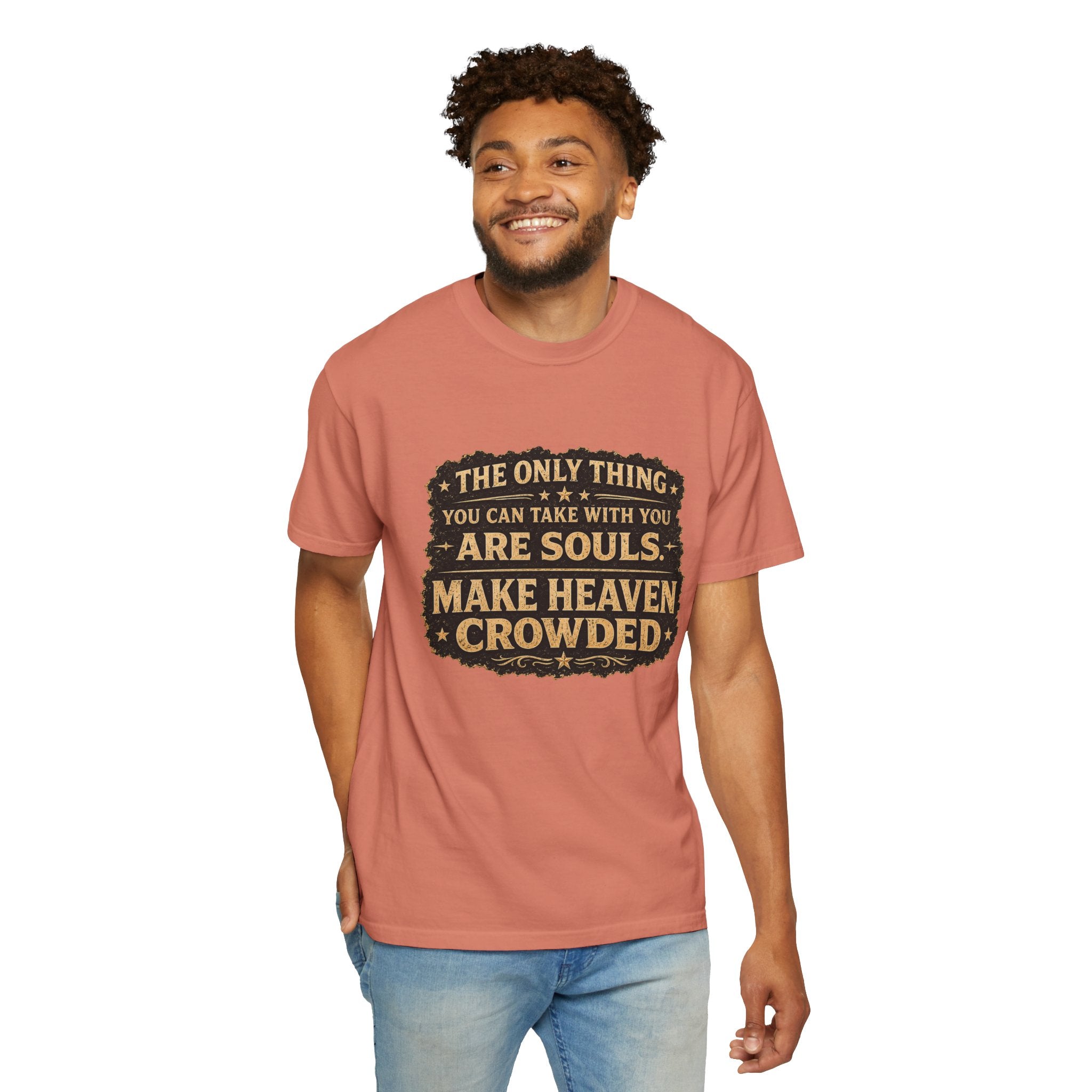 Dude-Shirts — “Make Heaven Crowded” Cross & Dove Inspirational Tee