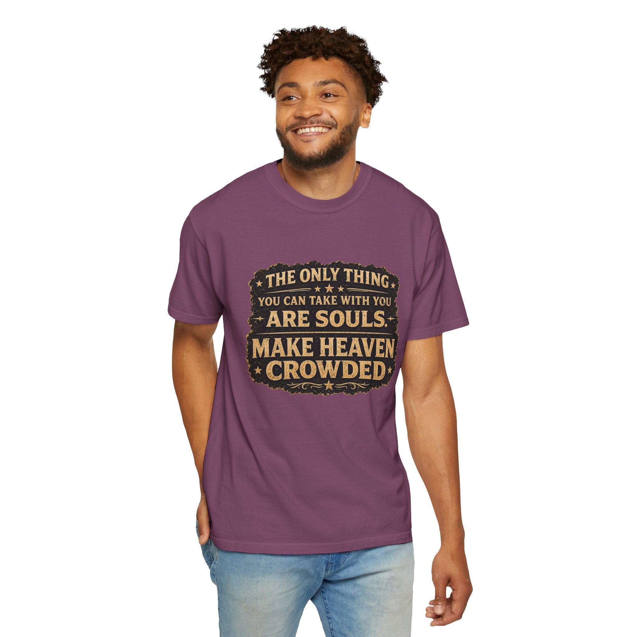 Dude-Shirts — “Make Heaven Crowded” Cross & Dove Inspirational Tee