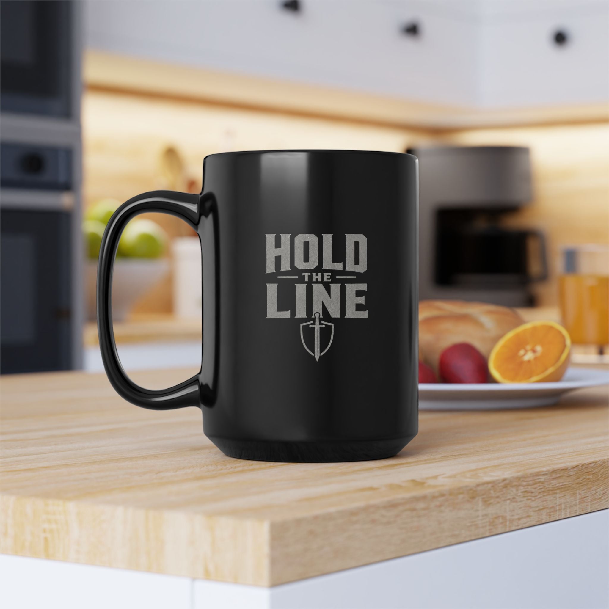 Lil-Mugs ~ HOLD THE LINE Black, Ceramic Mug (11oz or 15oz)