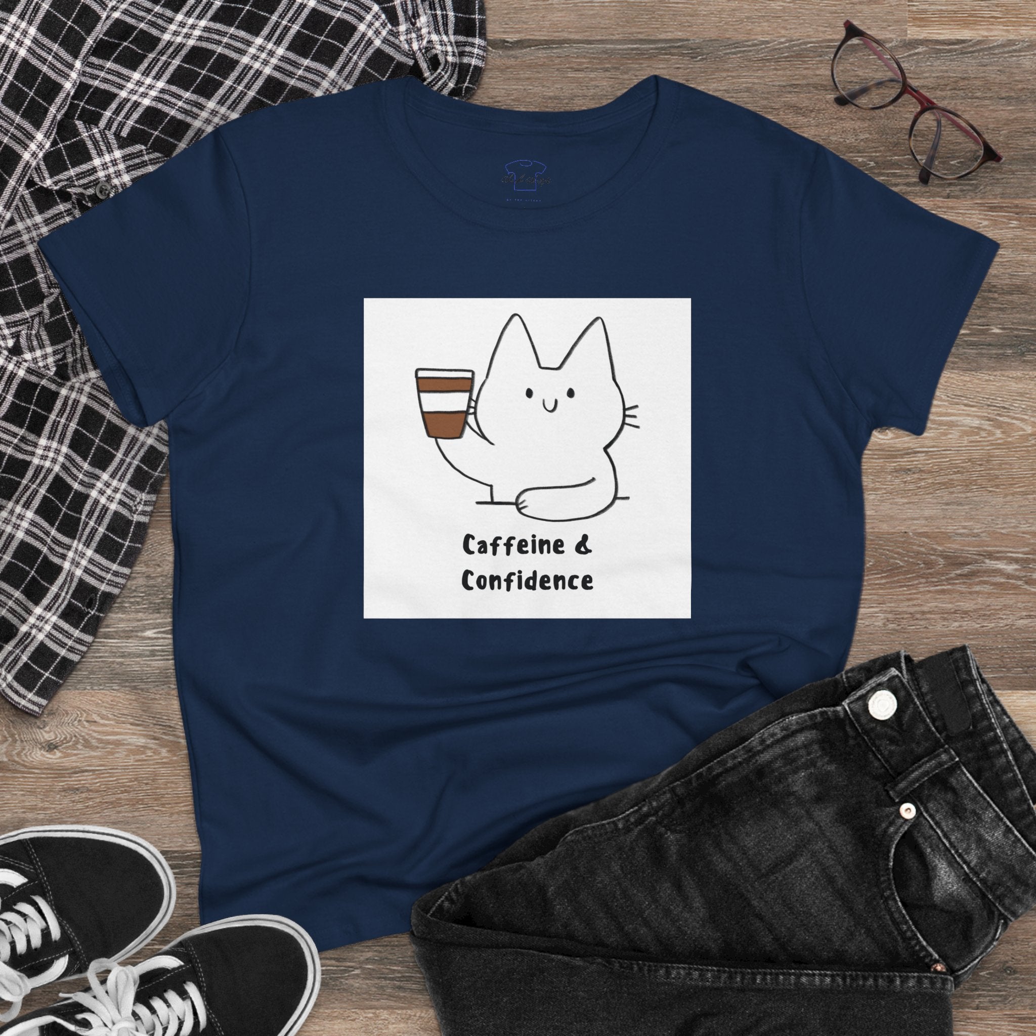 Caffeine & Confidence ~ Women's Midweight Cotton Tee