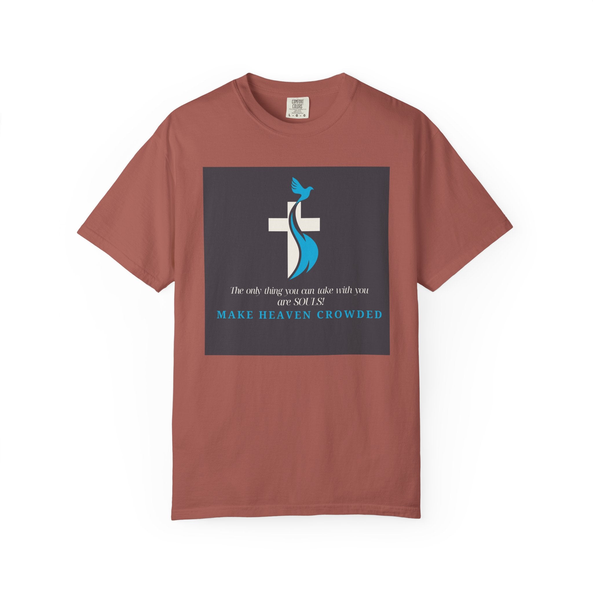 Dude-Shirts — “Make Heaven Crowded” Cross & Dove Inspirational Tee