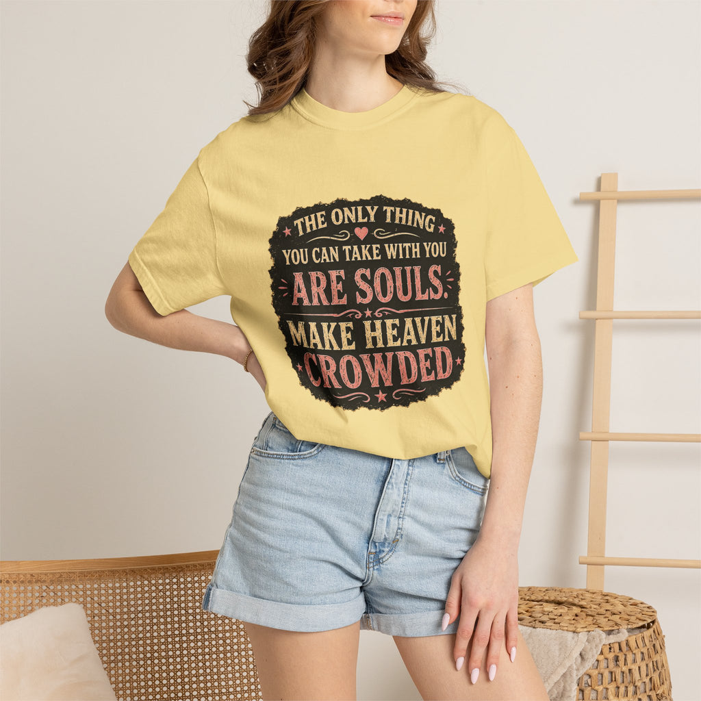 Chick-Shirts — “Make Heaven Crowded” Cross and Dove Inspirational Tee