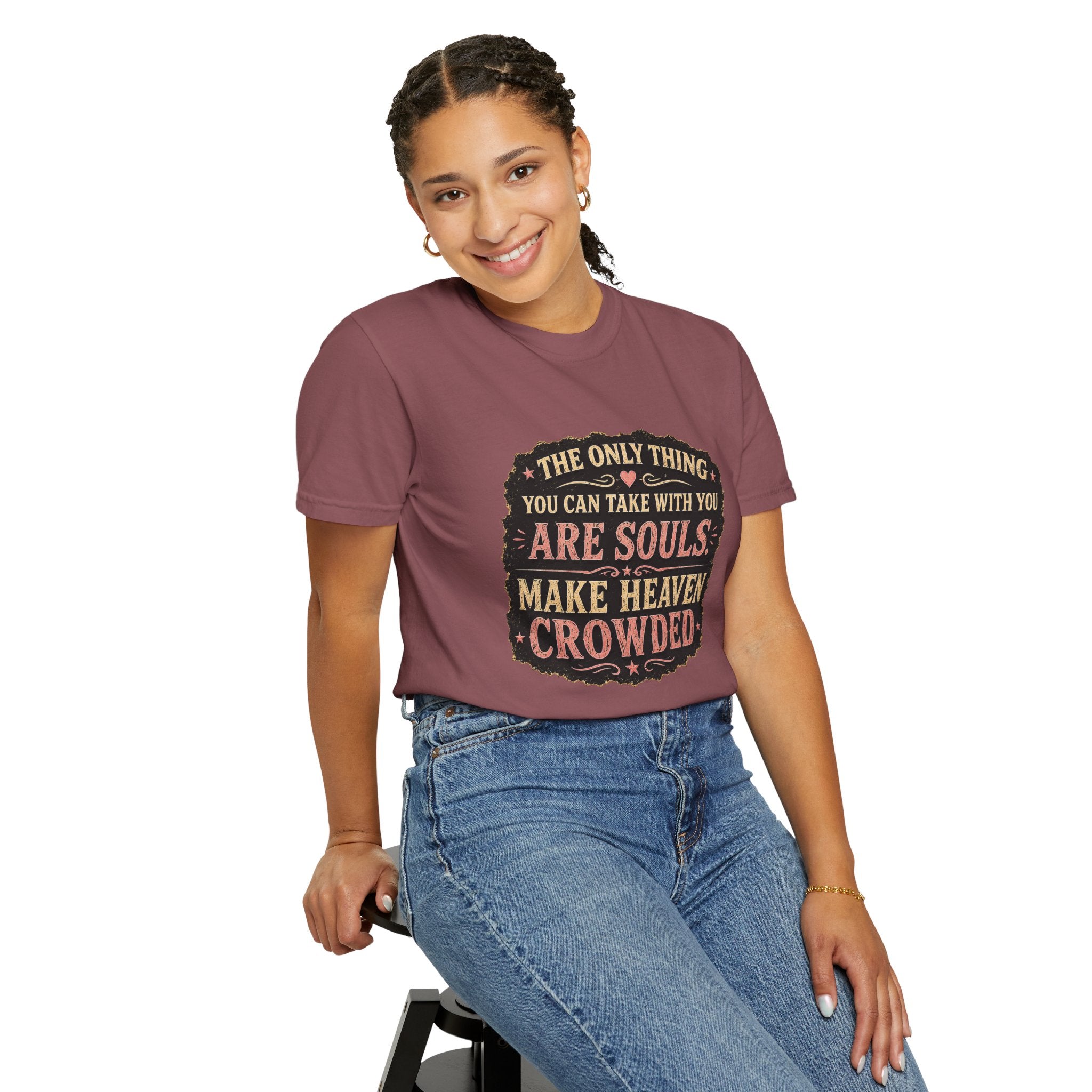 Chick-Shirts — “Make Heaven Crowded” Cross and Dove Inspirational Tee