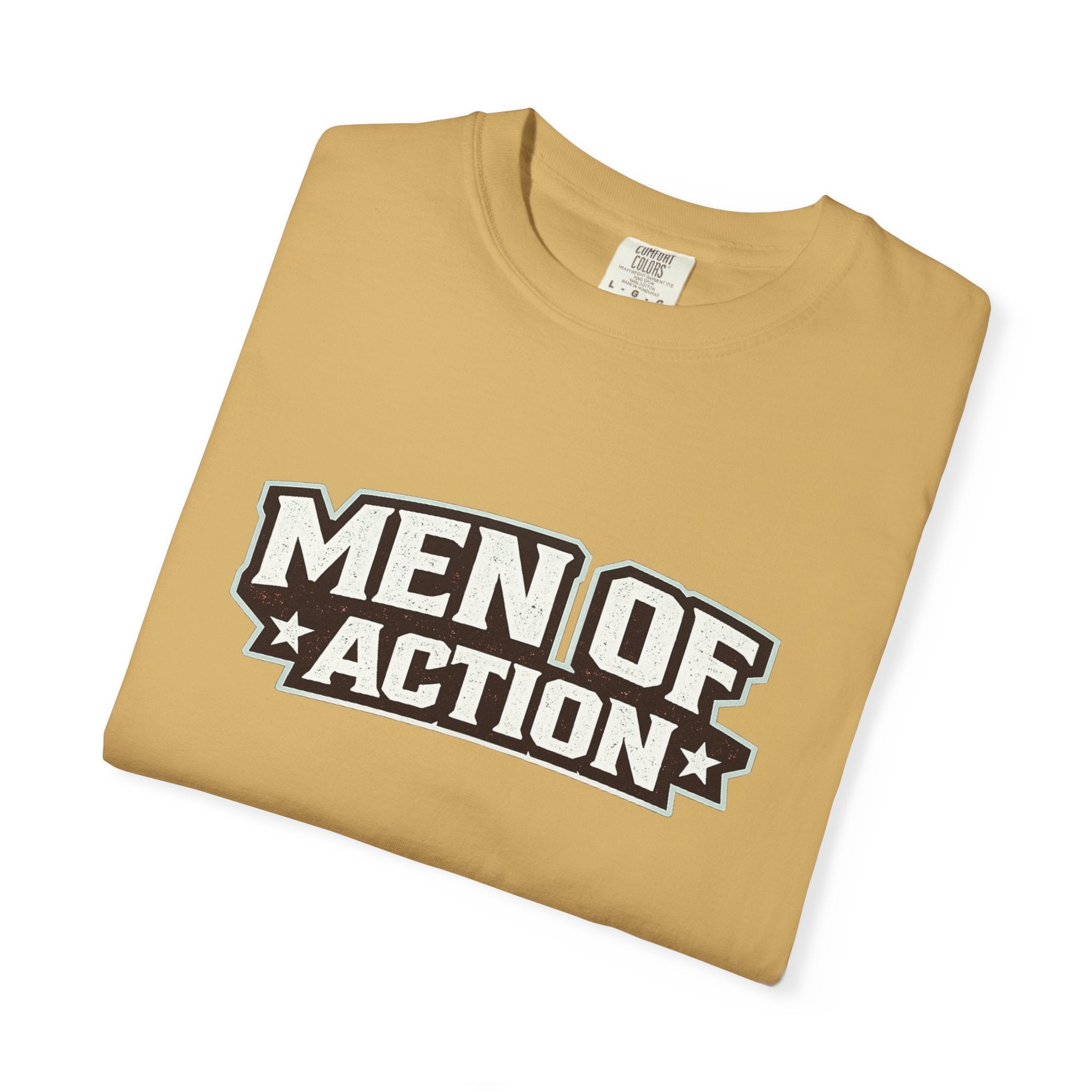 Dude-Shirts ~ Men of Action — Vintage Athletic Logo Tee