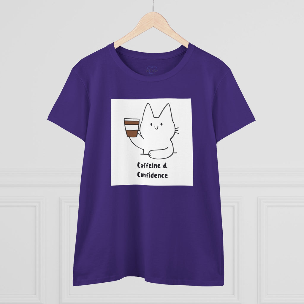 Caffeine & Confidence ~ Women's Midweight Cotton Tee