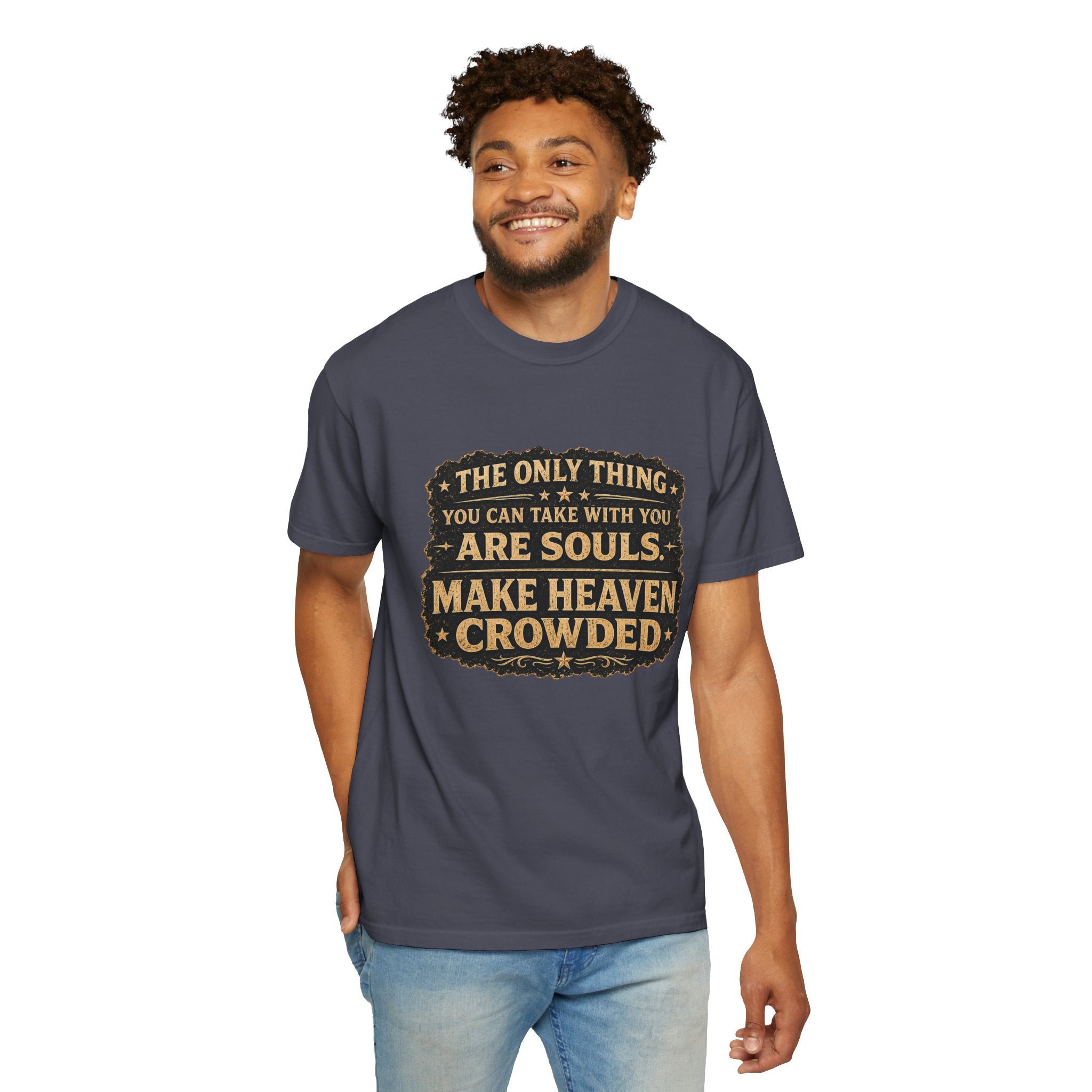 Dude-Shirts — “Make Heaven Crowded” Cross & Dove Inspirational Tee