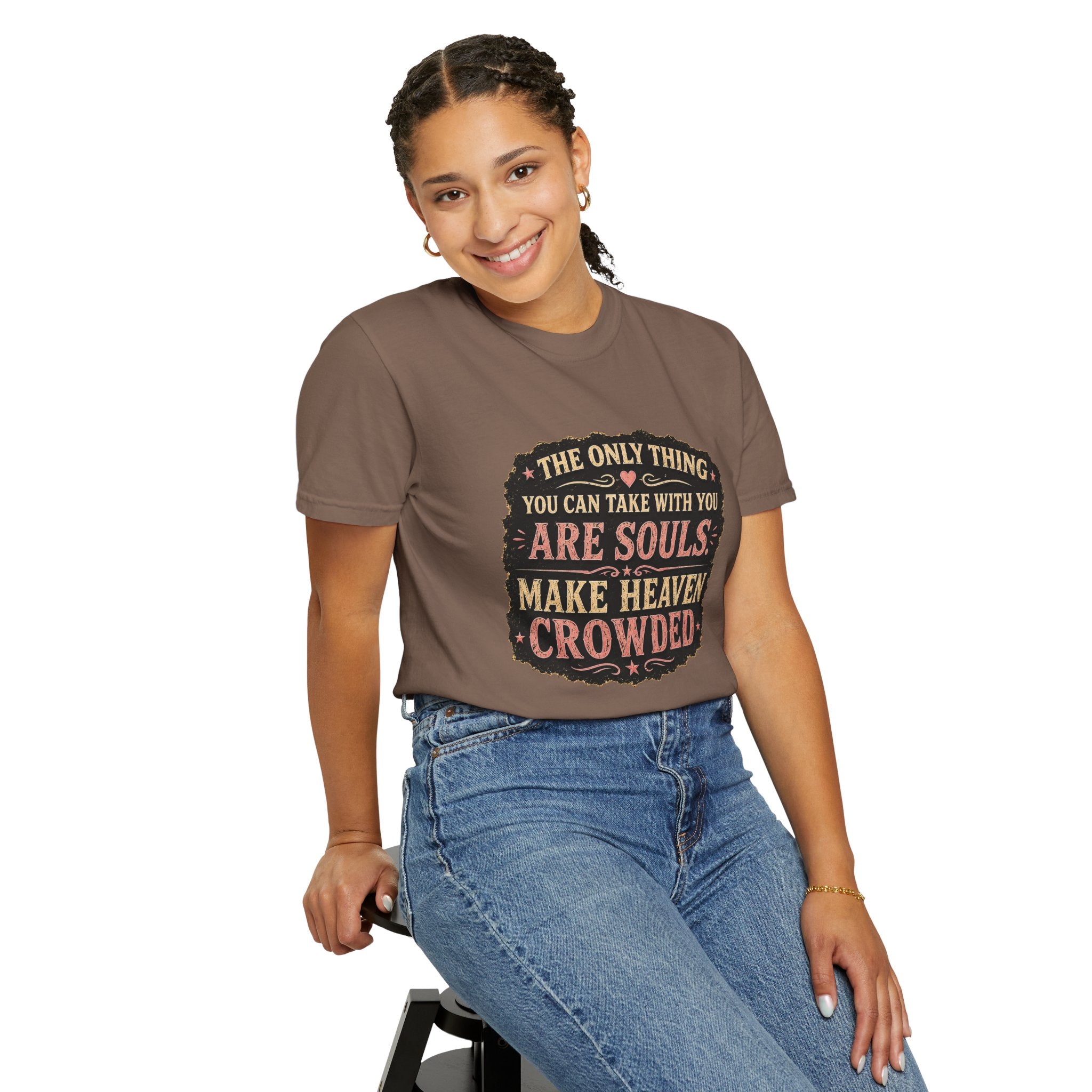 Chick-Shirts — “Make Heaven Crowded” Cross and Dove Inspirational Tee
