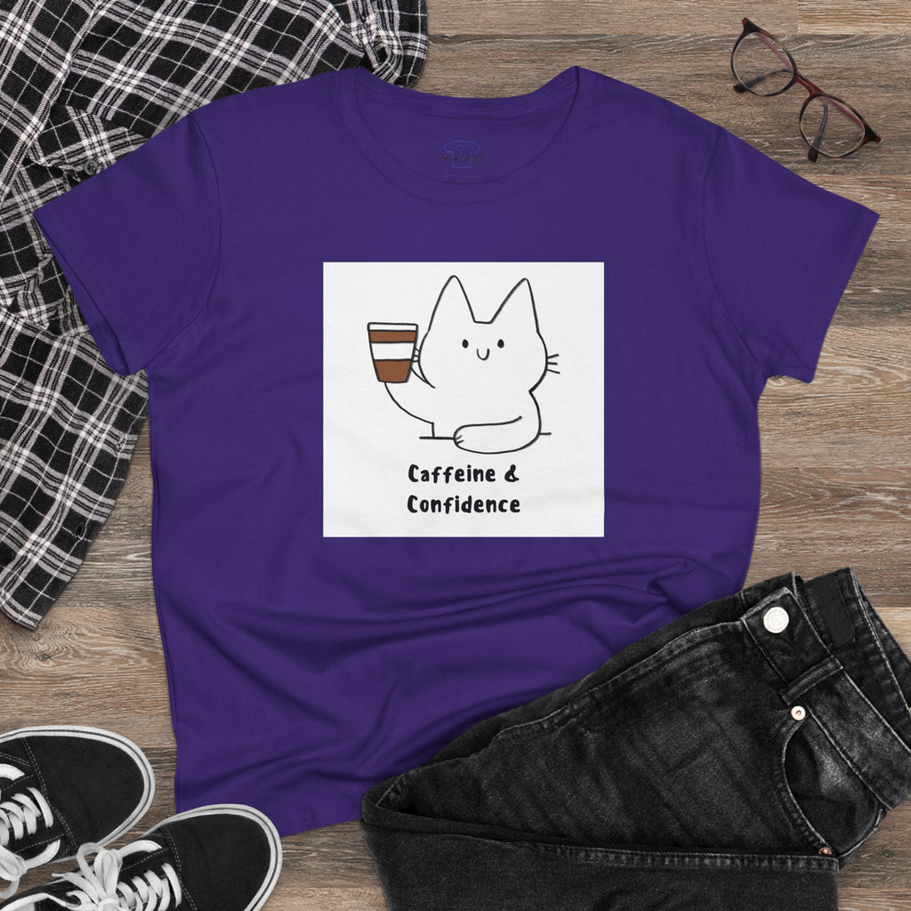 Caffeine & Confidence ~ Women's Midweight Cotton Tee