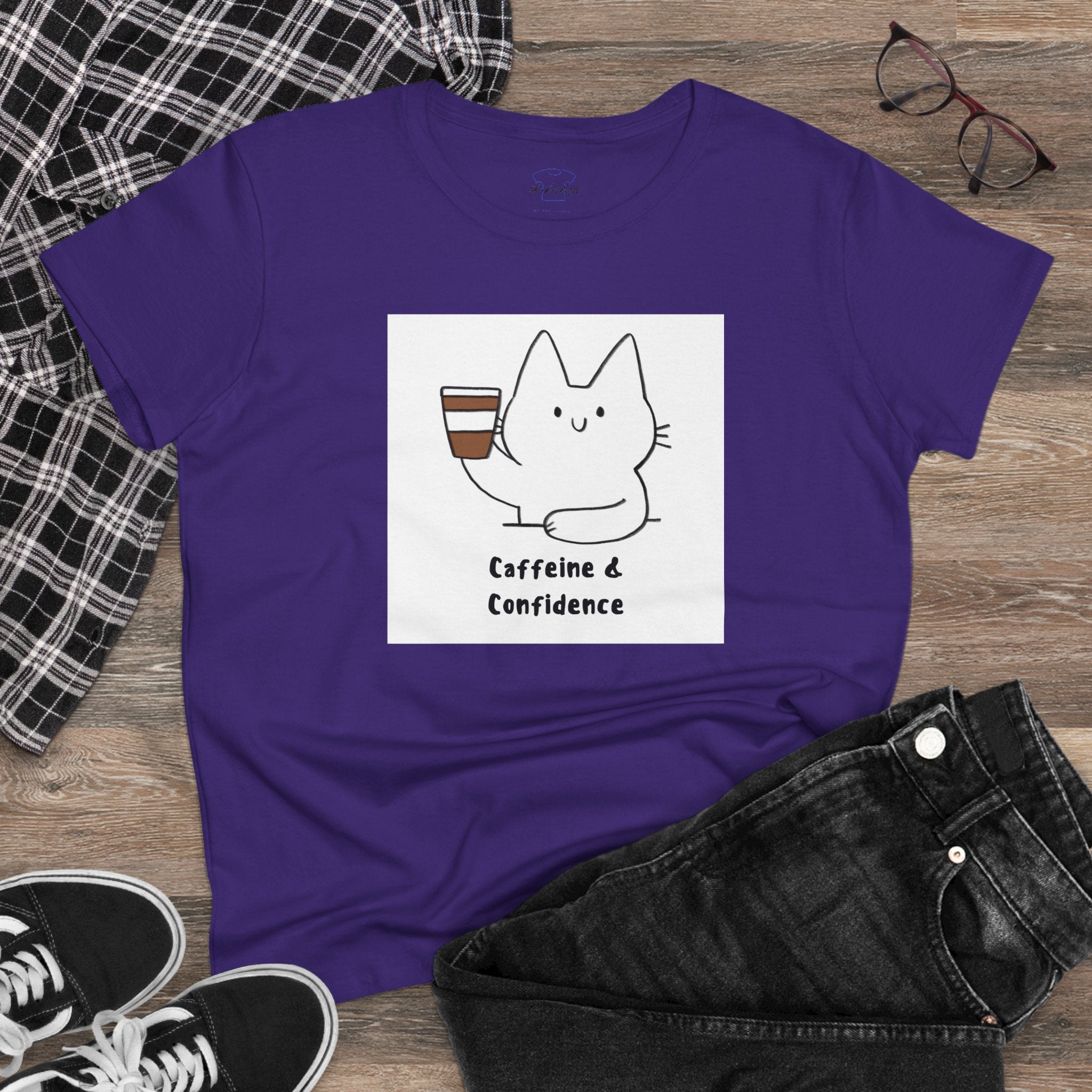 Caffeine & Confidence ~ Women's Midweight Cotton Tee