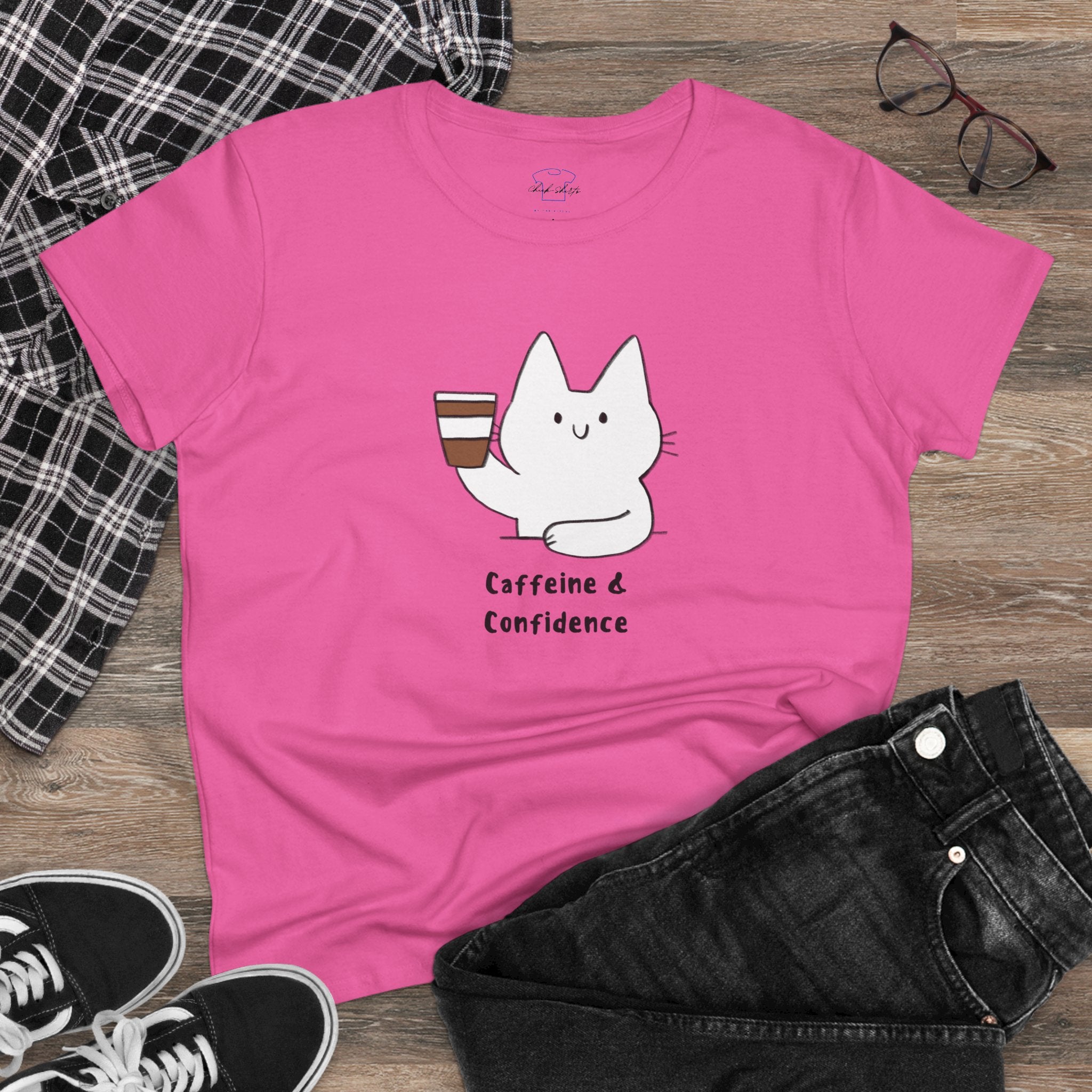Caffeine & Confidence ~ Women's Midweight Cotton Tee