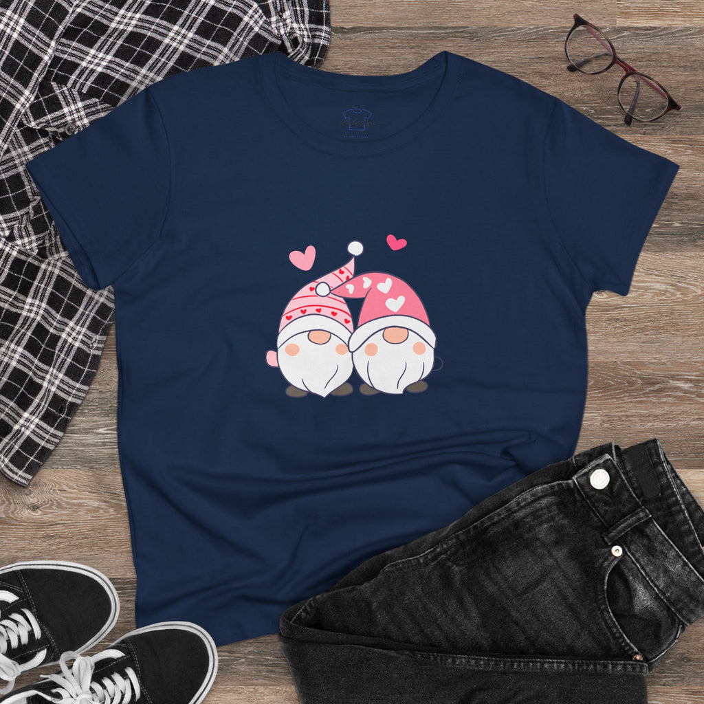 Gnome Couple Love ~ Women's Midweight Cotton Tee
