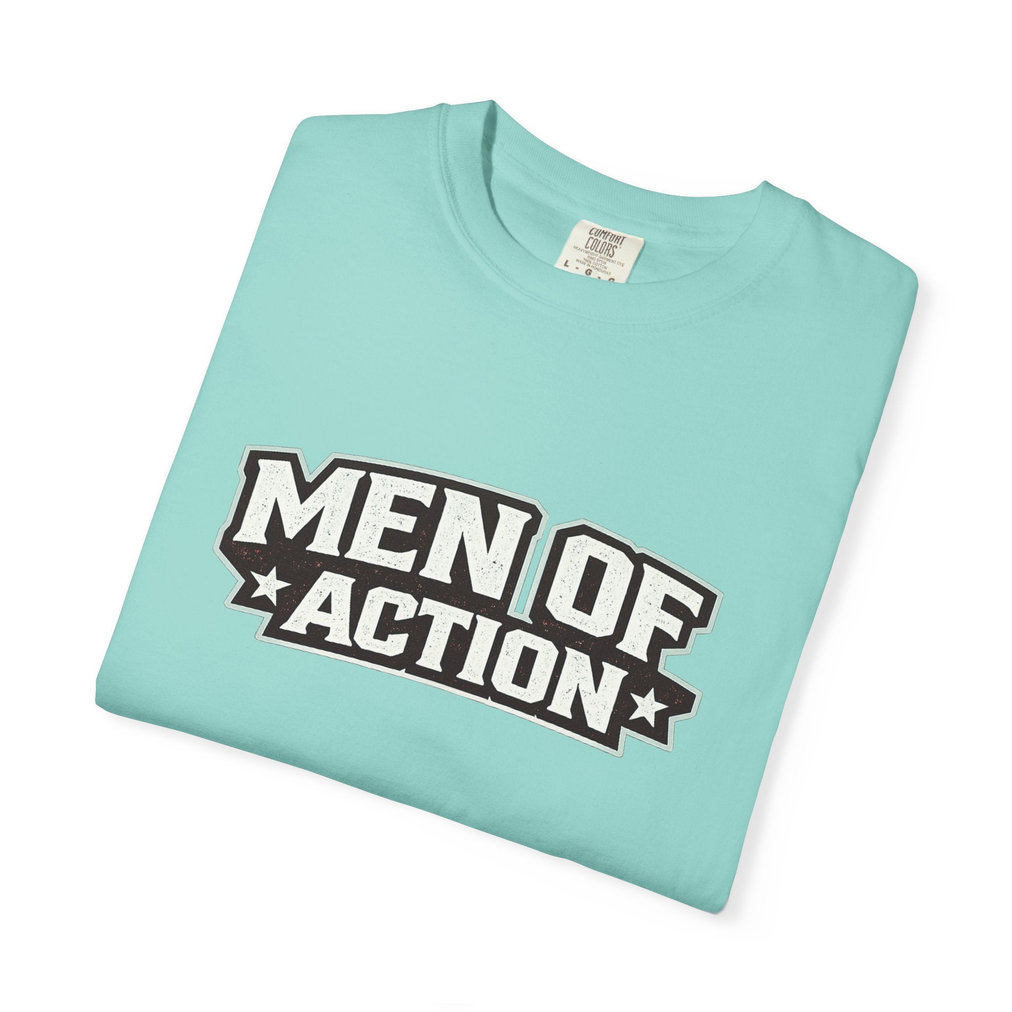 Dude-Shirts ~ Men of Action — Vintage Athletic Logo Tee