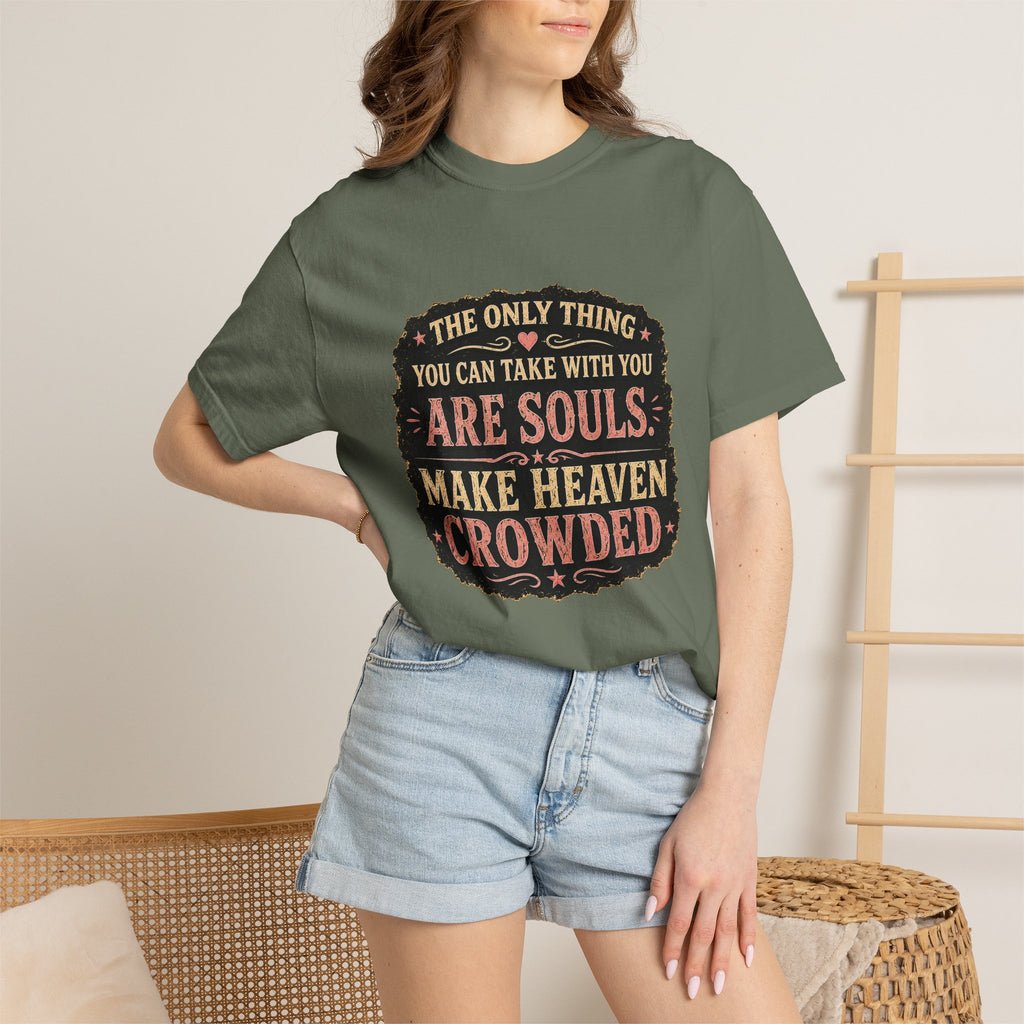 Chick-Shirts — “Make Heaven Crowded” Cross and Dove Inspirational Tee