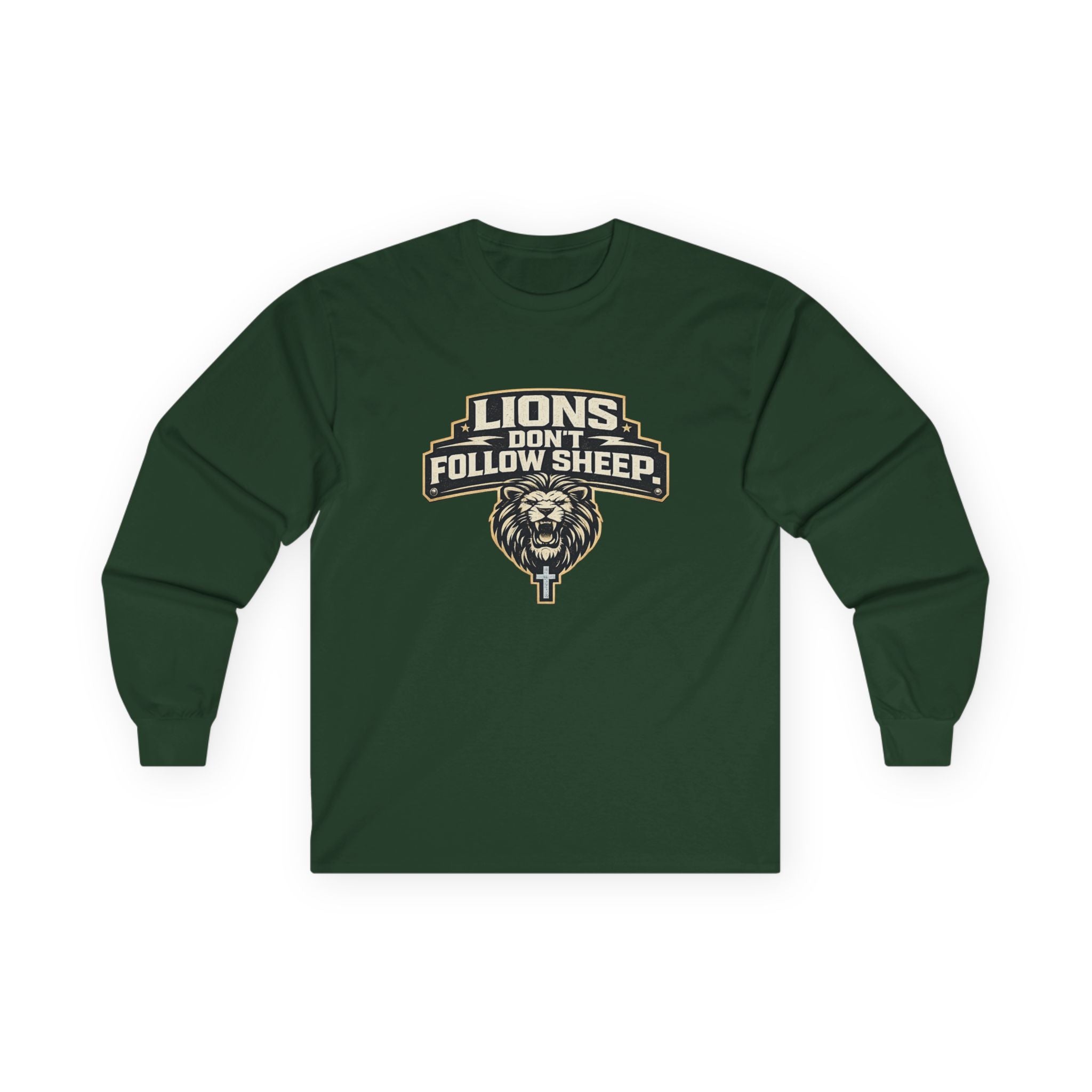 Dude-Shirts ~ LIONS DON'T FOLLOW SHEEP Long Sleeve Graphic Tee