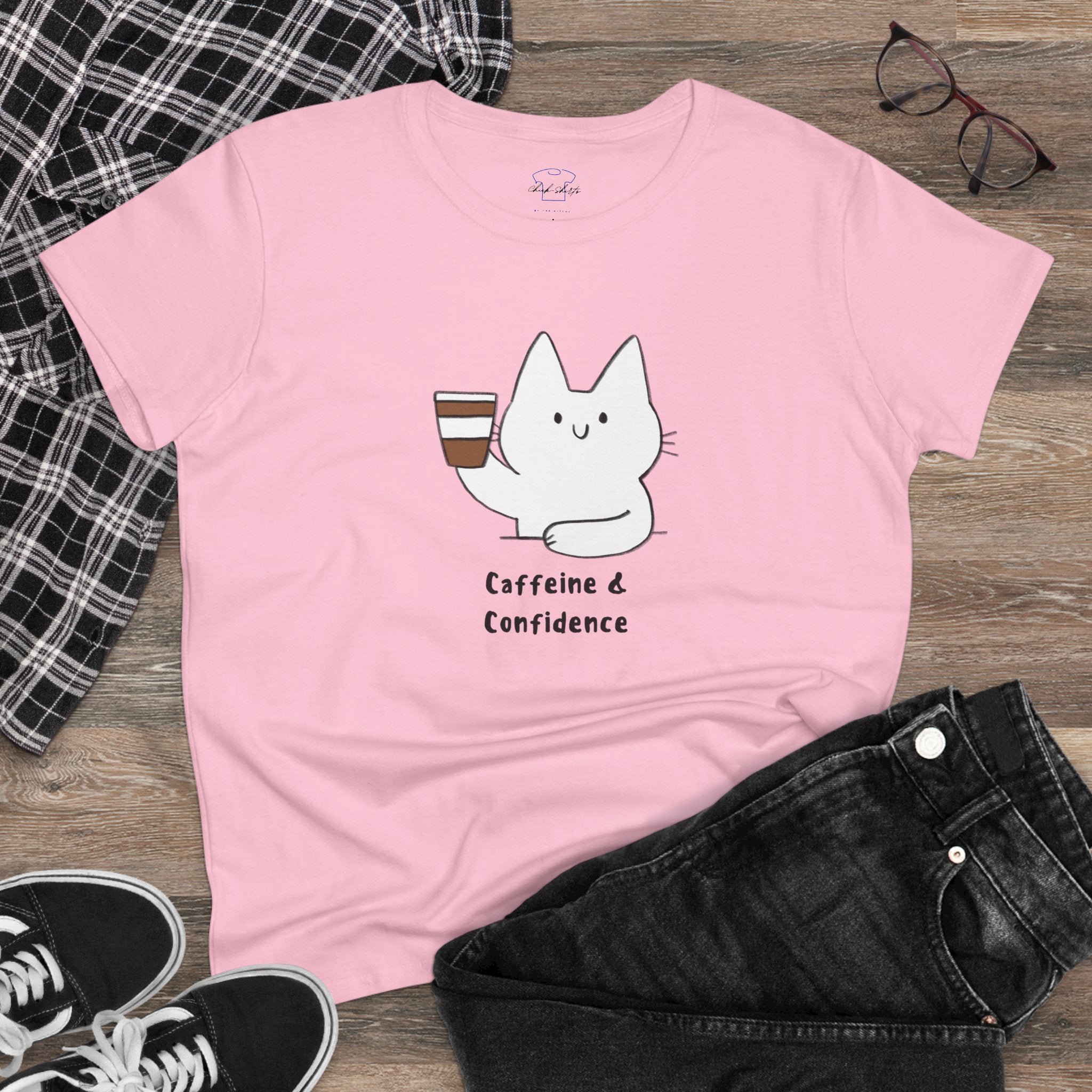 Caffeine & Confidence ~ Women's Midweight Cotton Tee