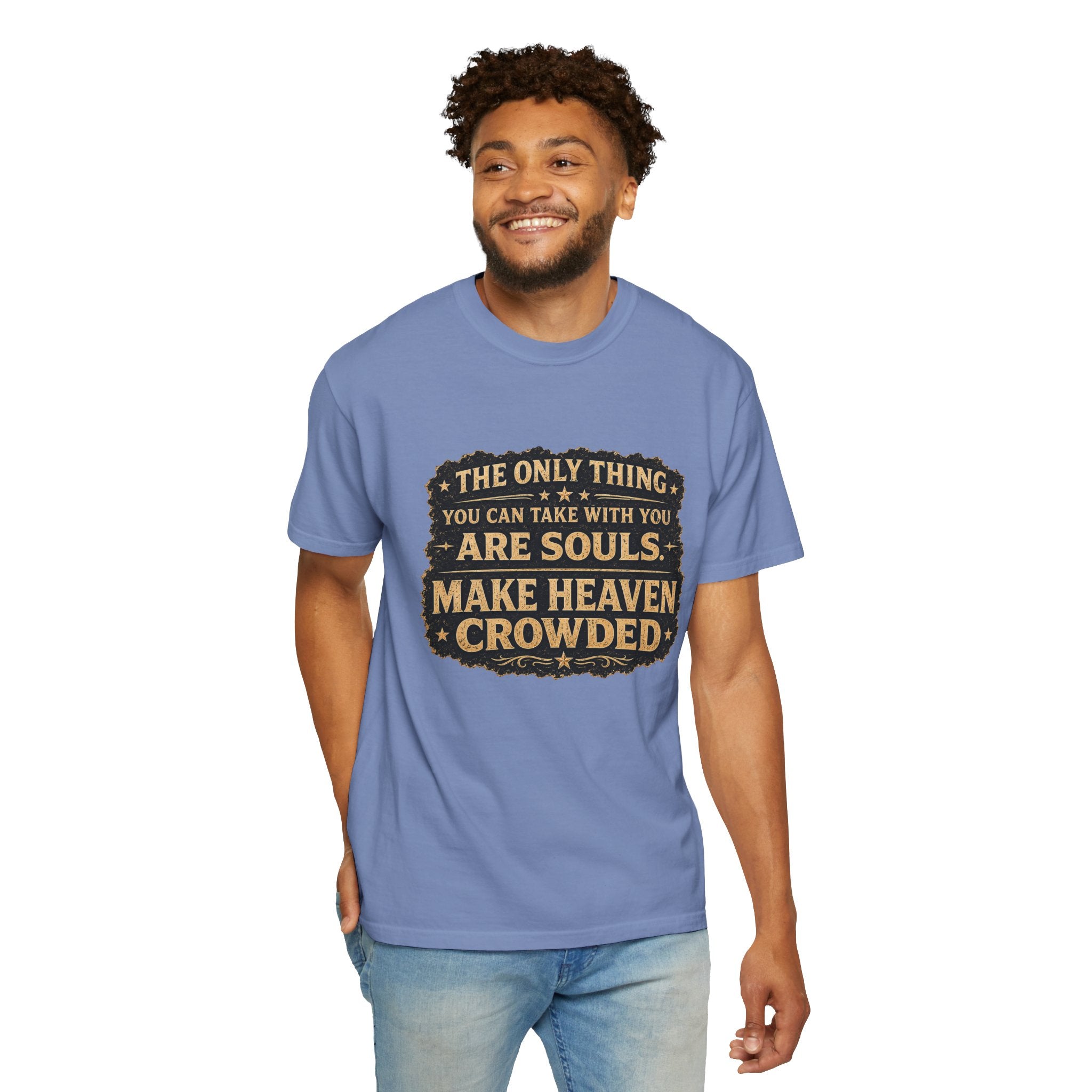 Dude-Shirts — “Make Heaven Crowded” Cross & Dove Inspirational Tee
