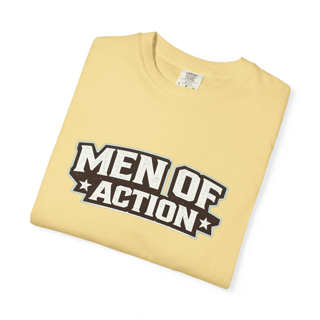 Dude-Shirts ~ Men of Action — Vintage Athletic Logo Tee