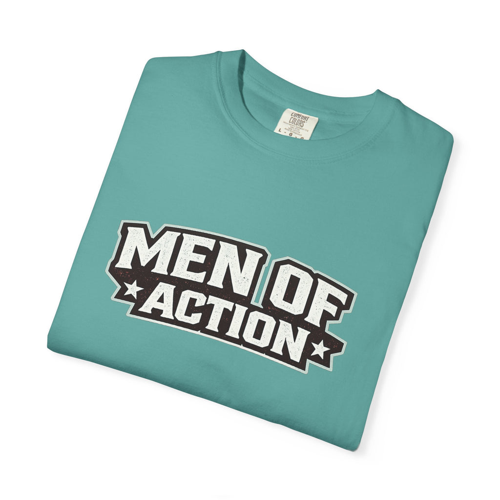 Dude-Shirts ~ Men of Action — Vintage Athletic Logo Tee