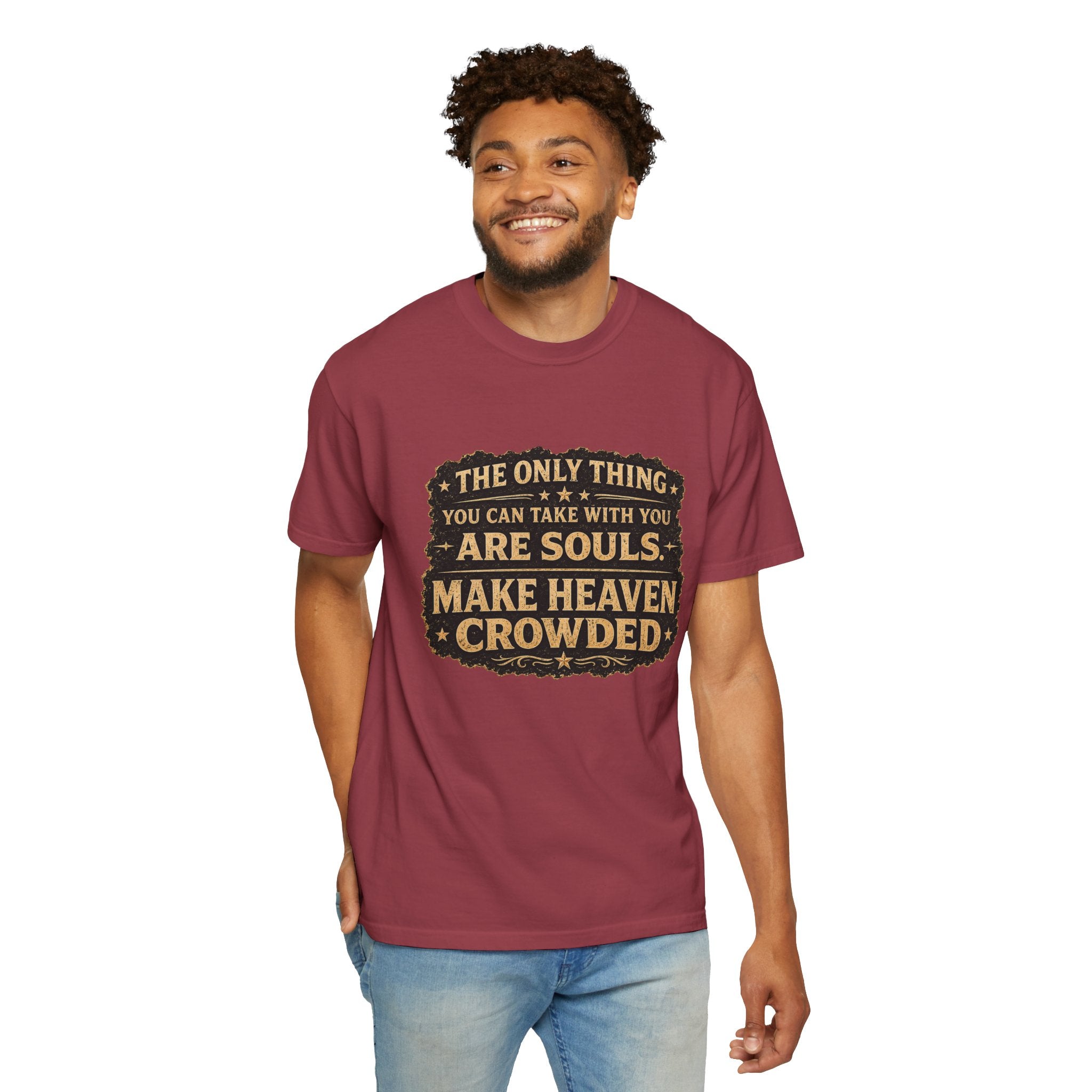 Dude-Shirts — “Make Heaven Crowded” Cross & Dove Inspirational Tee