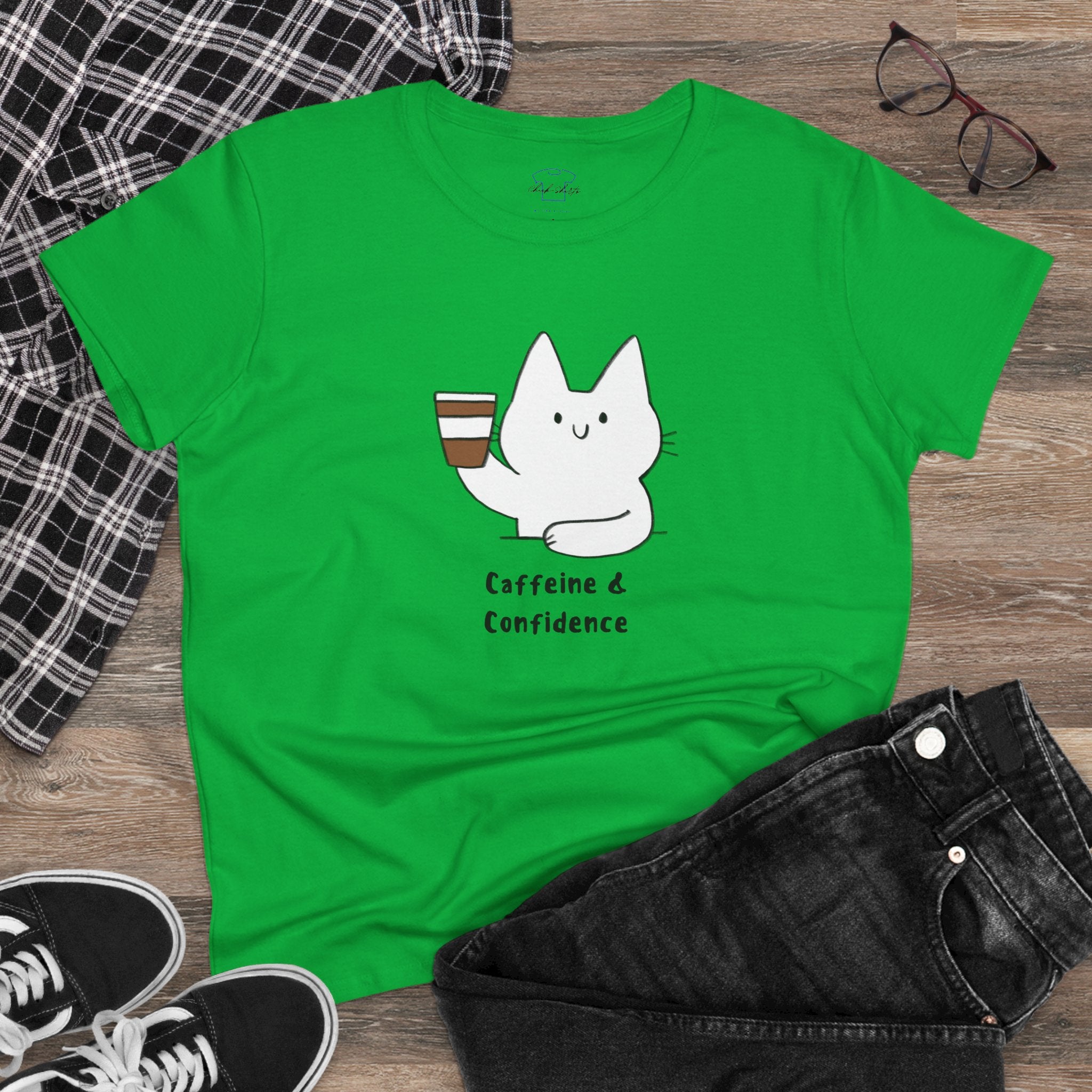 Caffeine & Confidence ~ Women's Midweight Cotton Tee
