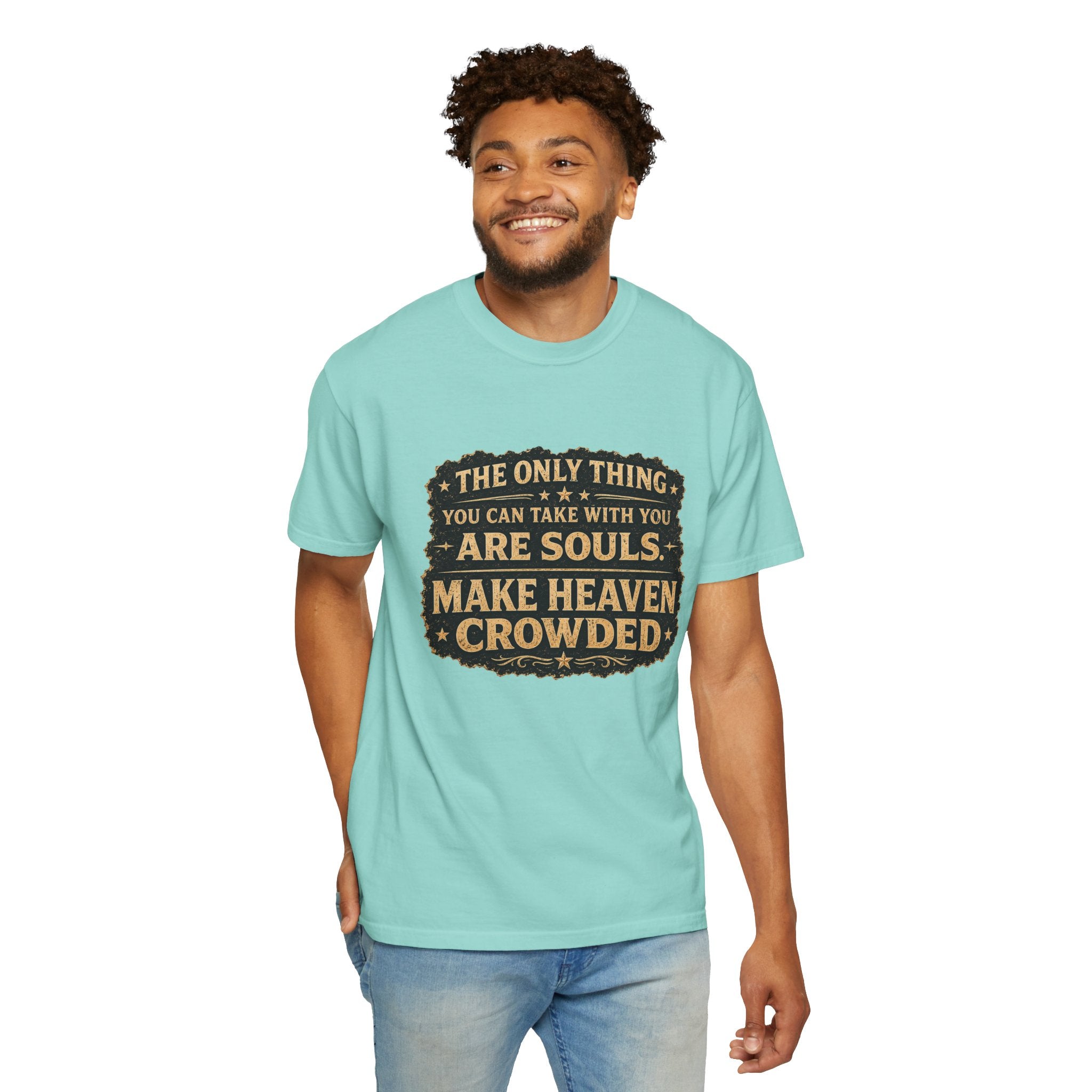 Dude-Shirts — “Make Heaven Crowded” Cross & Dove Inspirational Tee
