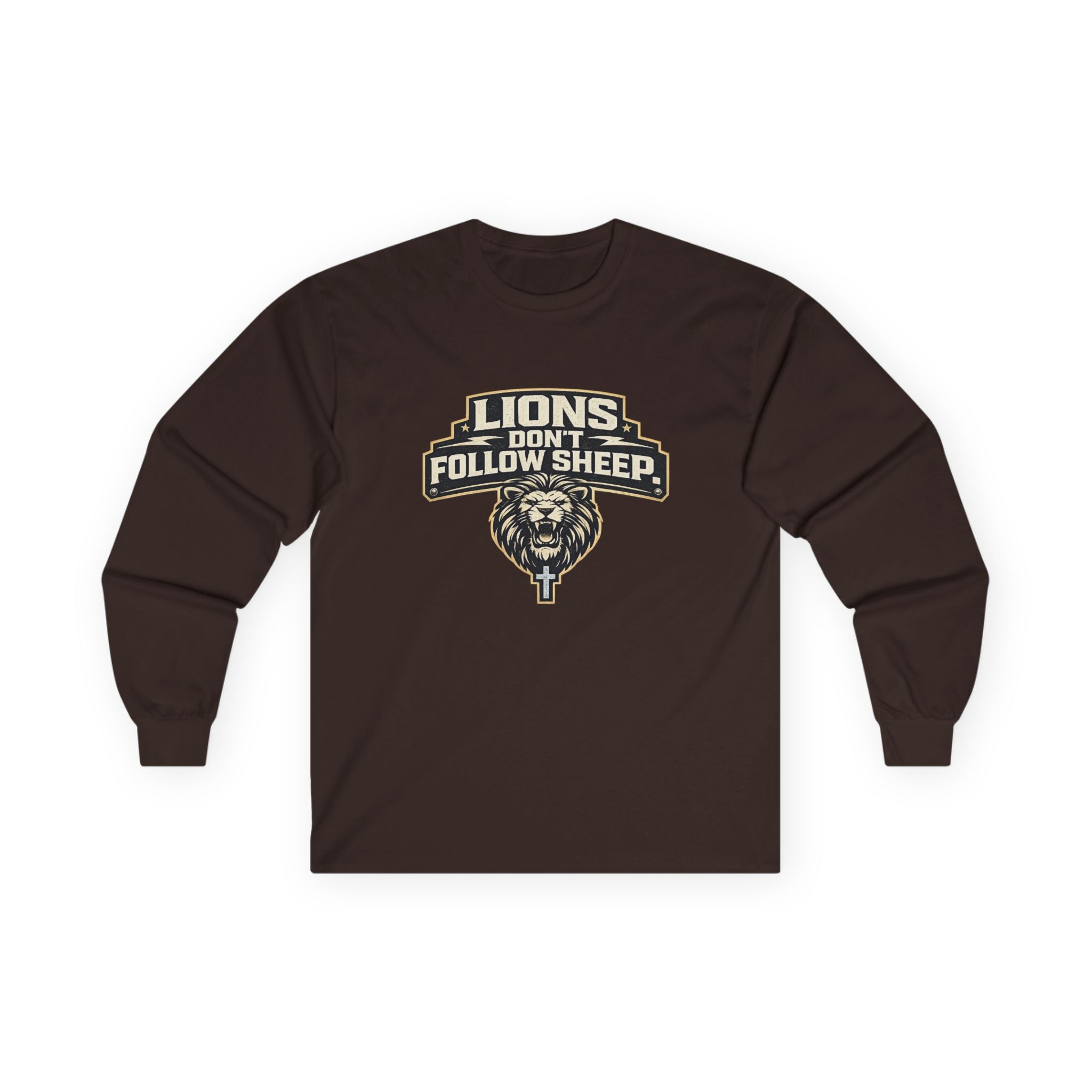 Dude-Shirts ~ LIONS DON'T FOLLOW SHEEP Long Sleeve Graphic Tee