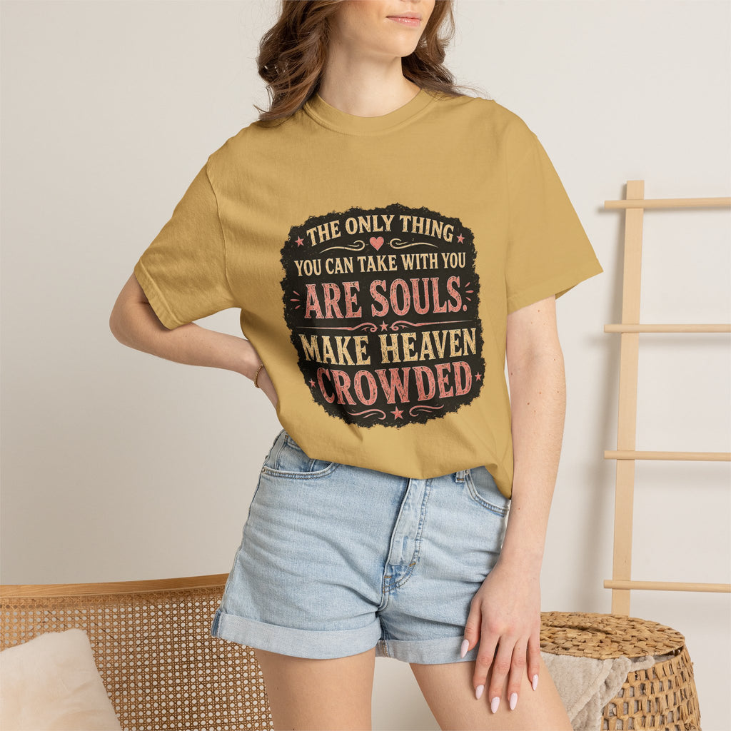 Chick-Shirts — “Make Heaven Crowded” Cross and Dove Inspirational Tee