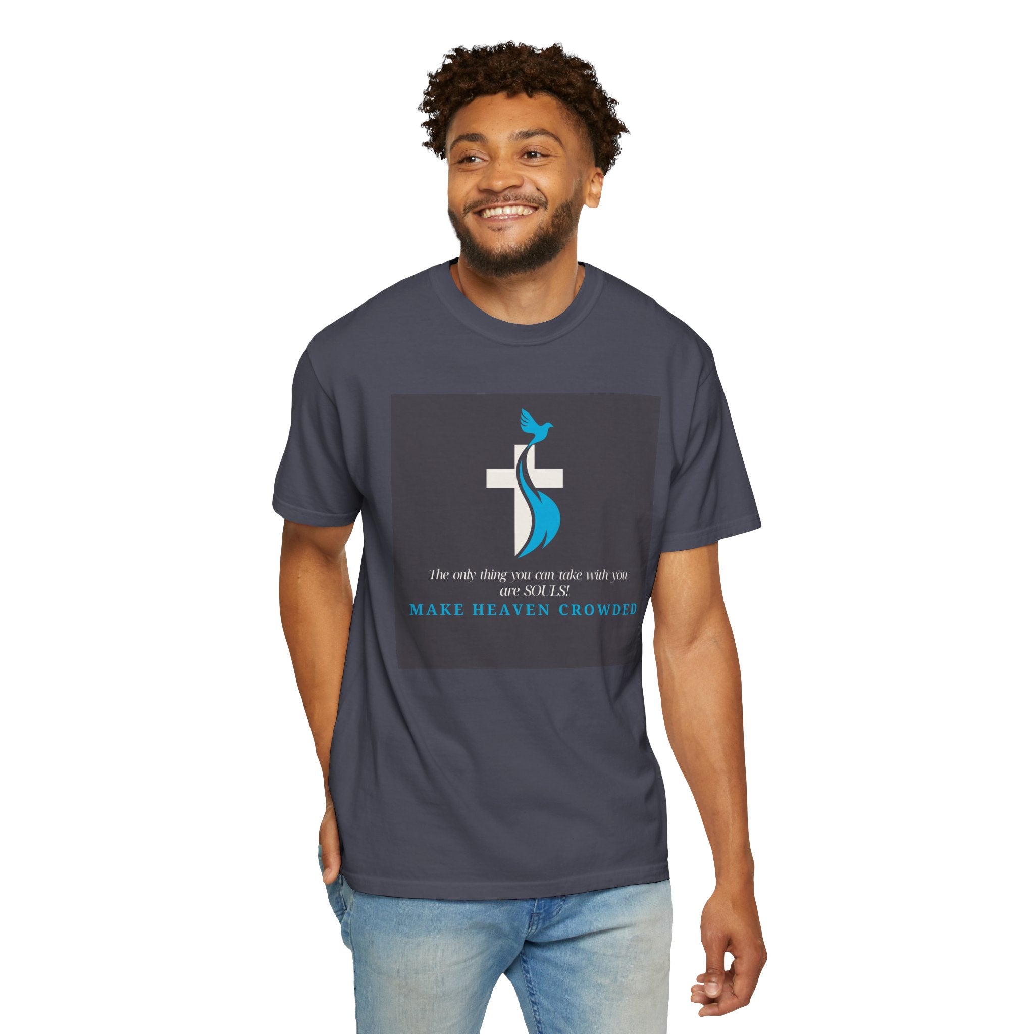 Dude-Shirts — “Make Heaven Crowded” Cross & Dove Inspirational Tee