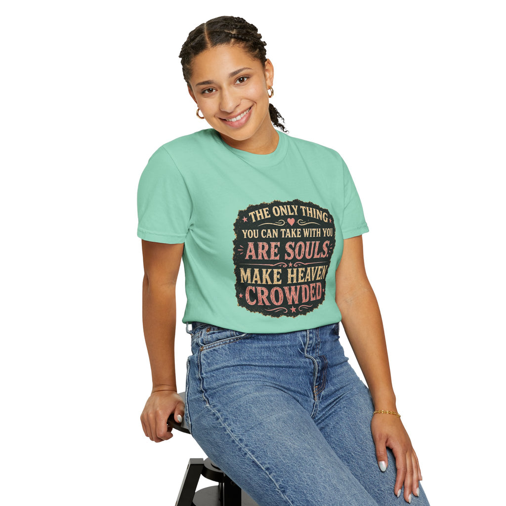 Chick-Shirts — “Make Heaven Crowded” Cross and Dove Inspirational Tee