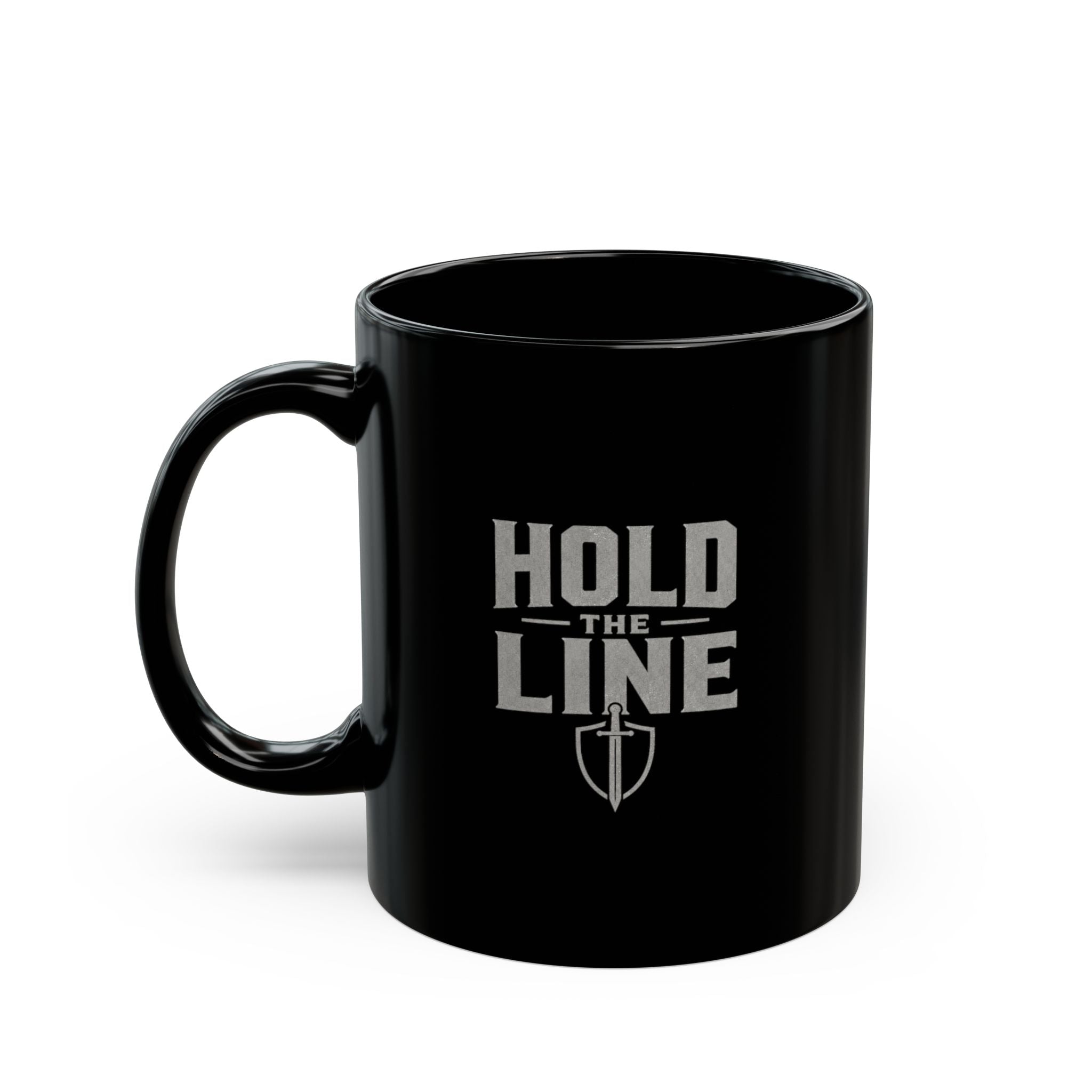 Lil-Mugs ~ HOLD THE LINE Black, Ceramic Mug (11oz or 15oz)