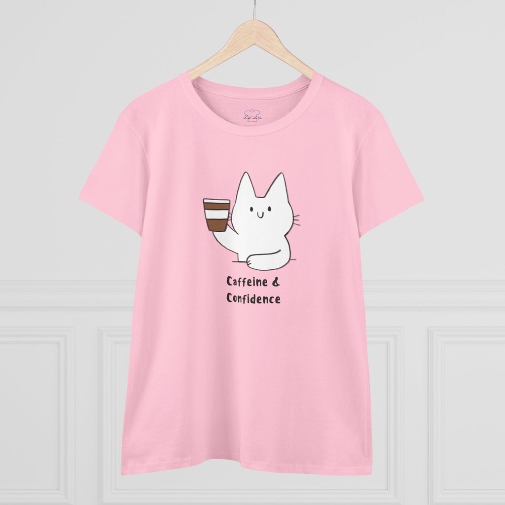 Caffeine & Confidence ~ Women's Midweight Cotton Tee