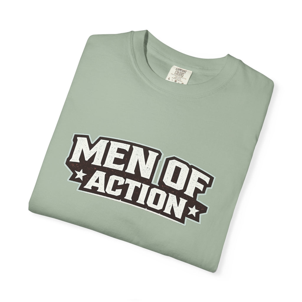 Dude-Shirts ~ Men of Action — Vintage Athletic Logo Tee