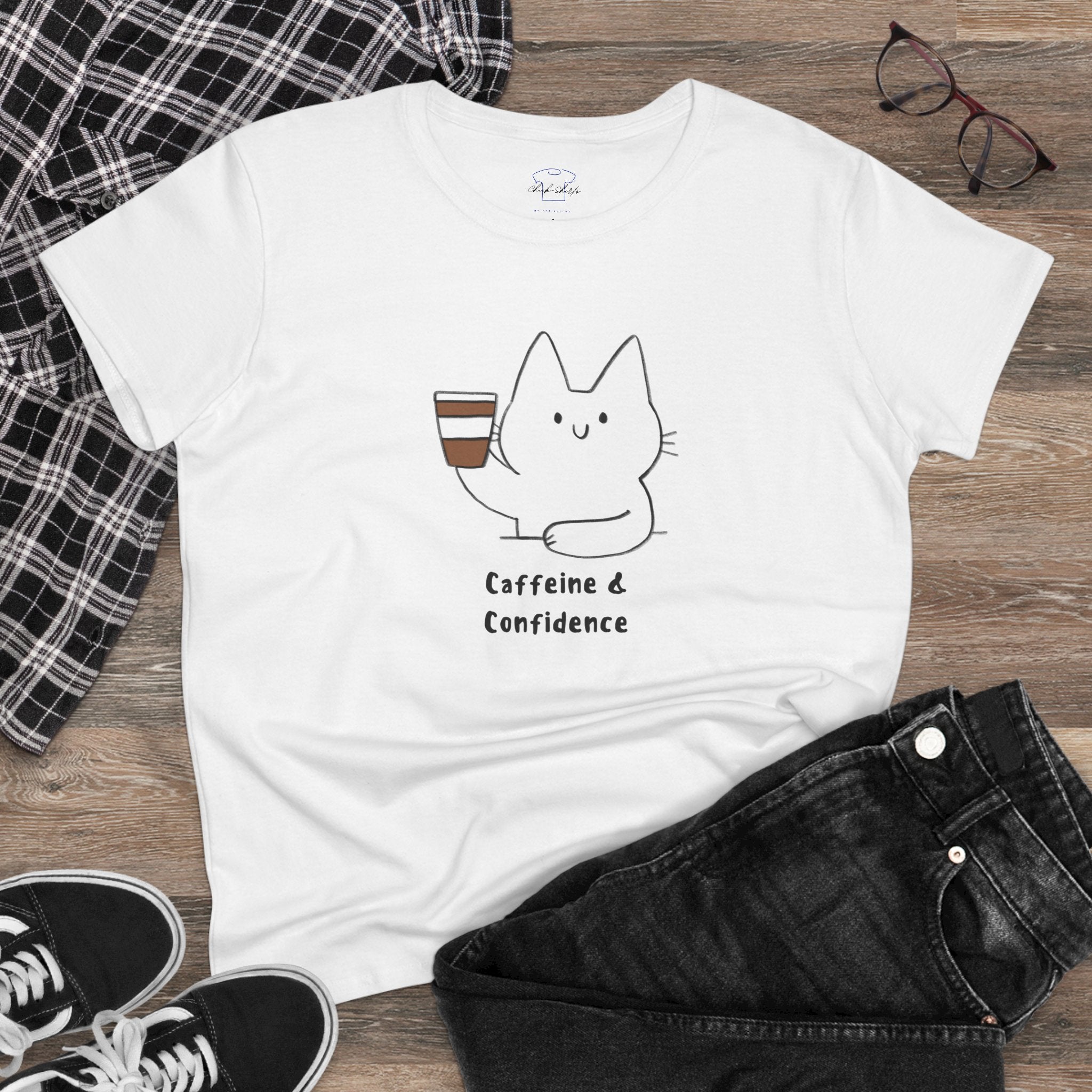 Caffeine & Confidence ~ Women's Midweight Cotton Tee
