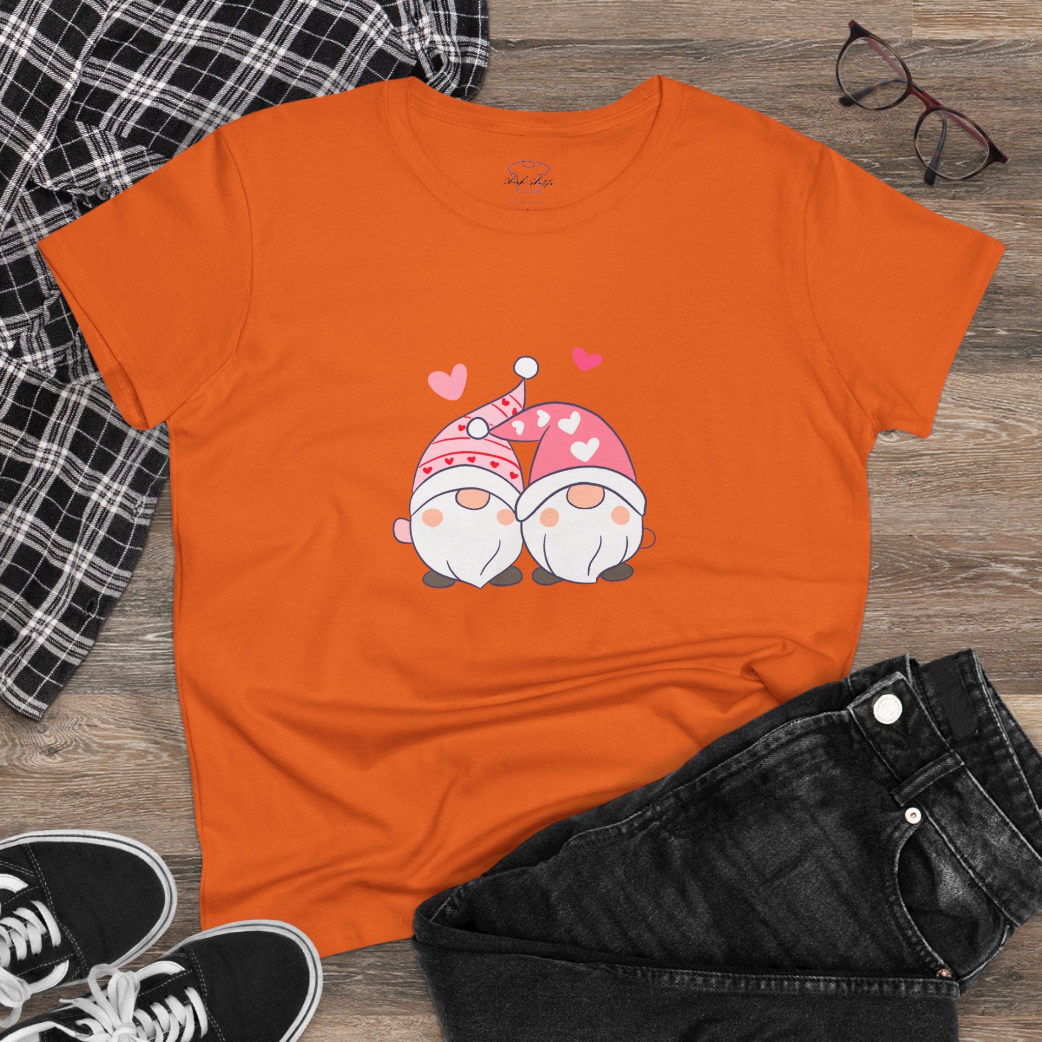 Gnome Couple Love ~ Women's Midweight Cotton Tee