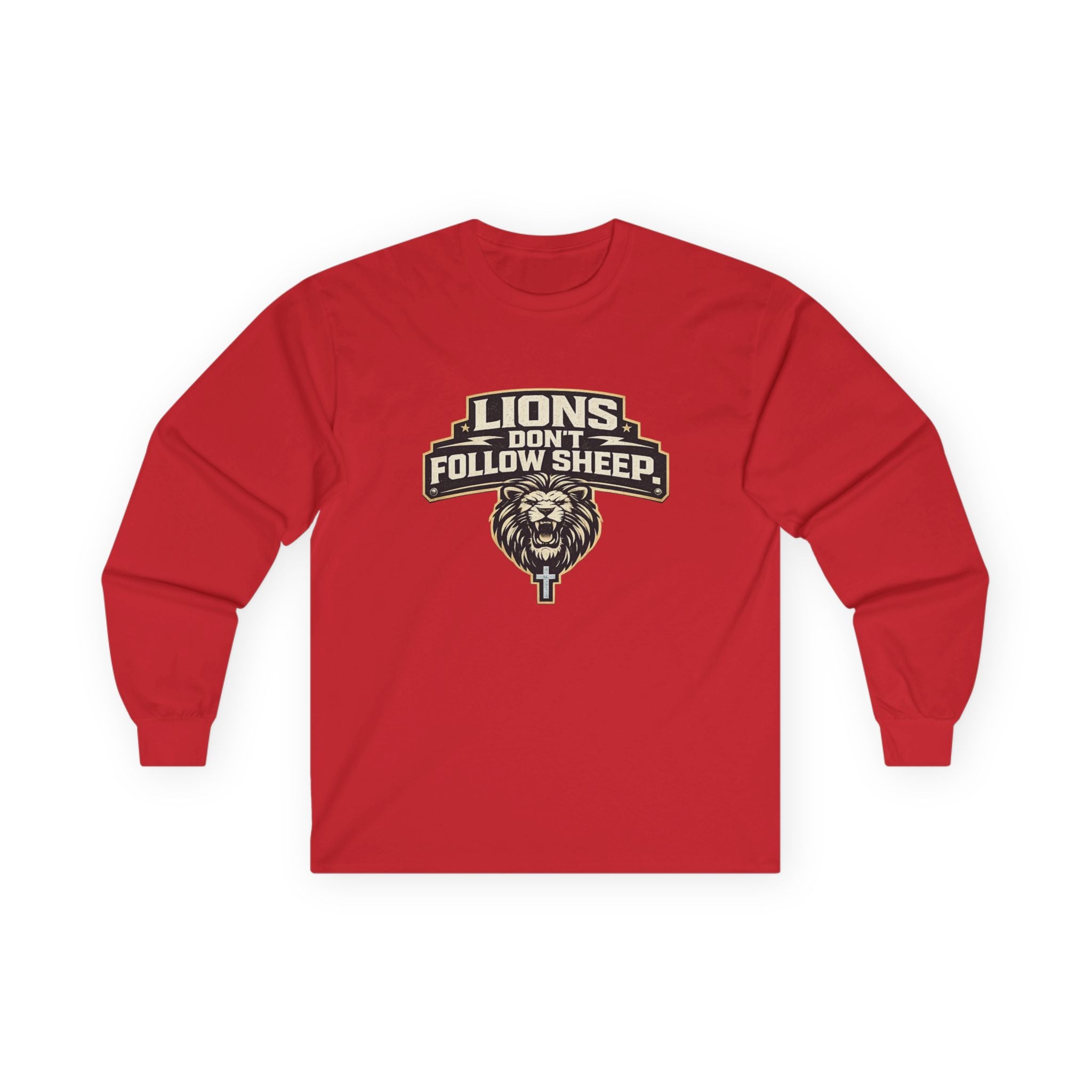 Dude-Shirts ~ LIONS DON'T FOLLOW SHEEP Long Sleeve Graphic Tee