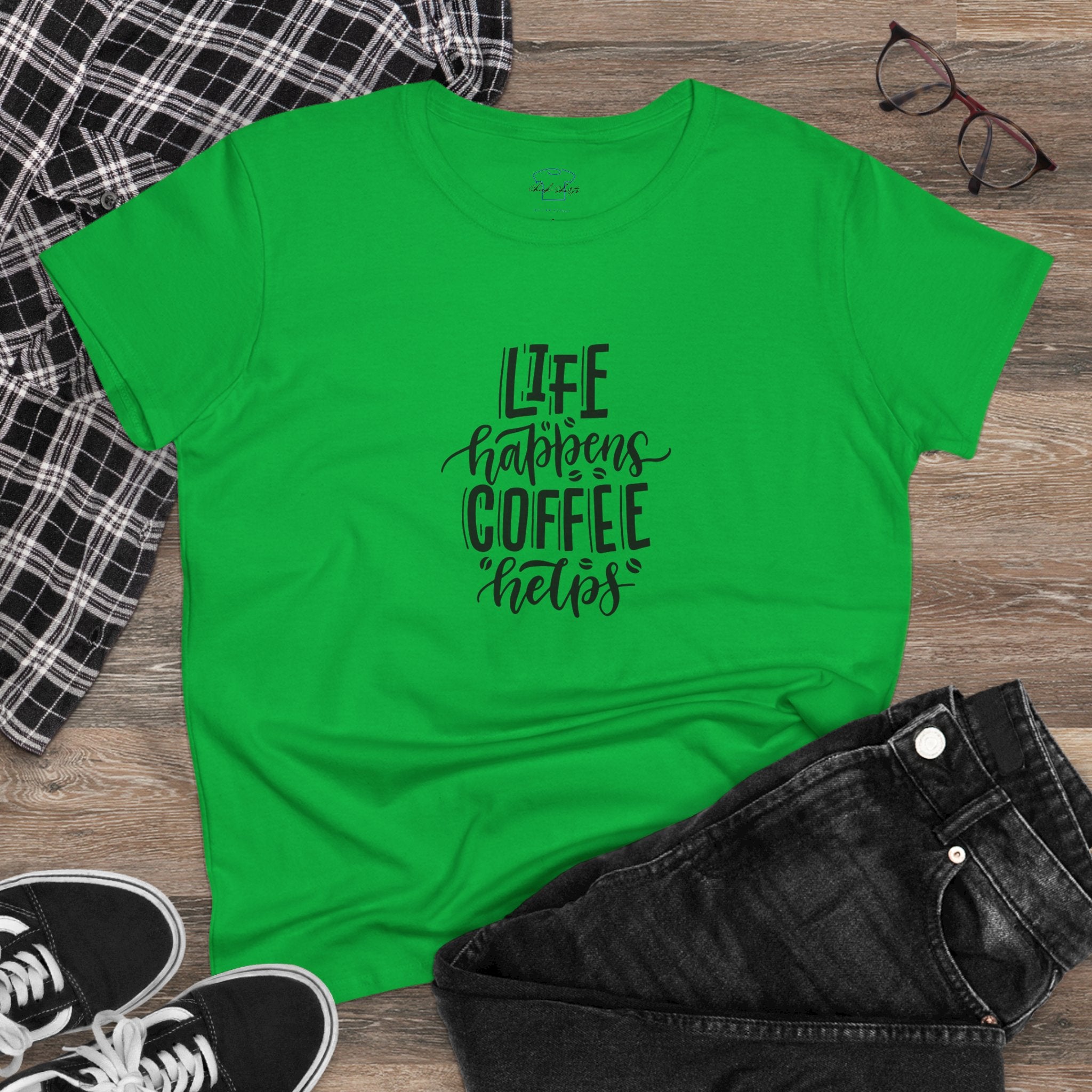 Life happens.  Coffee helps. ~ Women's Midweight Cotton Tee